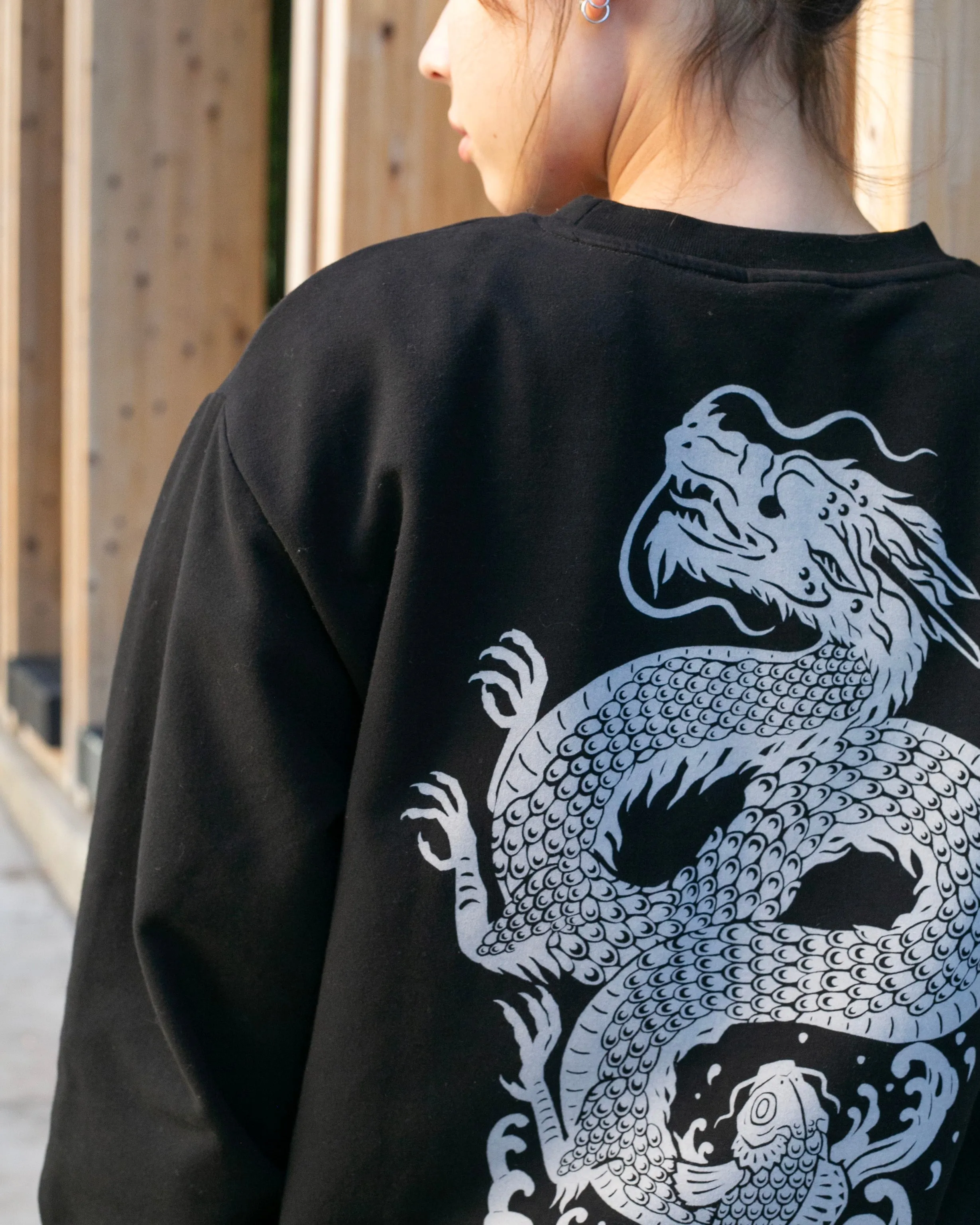Kiriko Original Crewneck, Printed Koi-Dragon, Black sold by Kiriko product image thumbnail 2