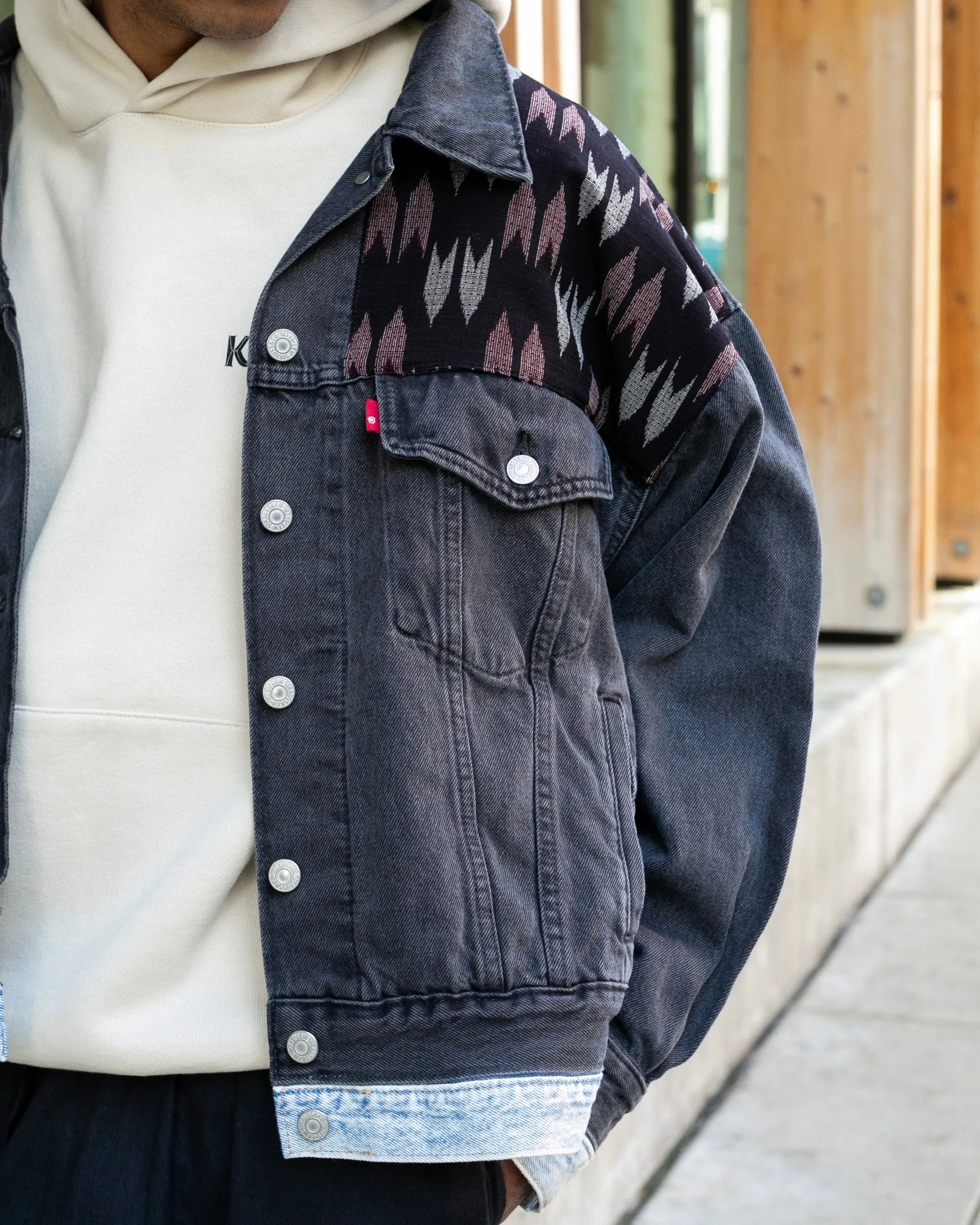 Kiriko Original Jacket, Oversized Levi's Denim with Obi, Black with Warm Tone Obi sold by Kiriko product image thumbnail 3