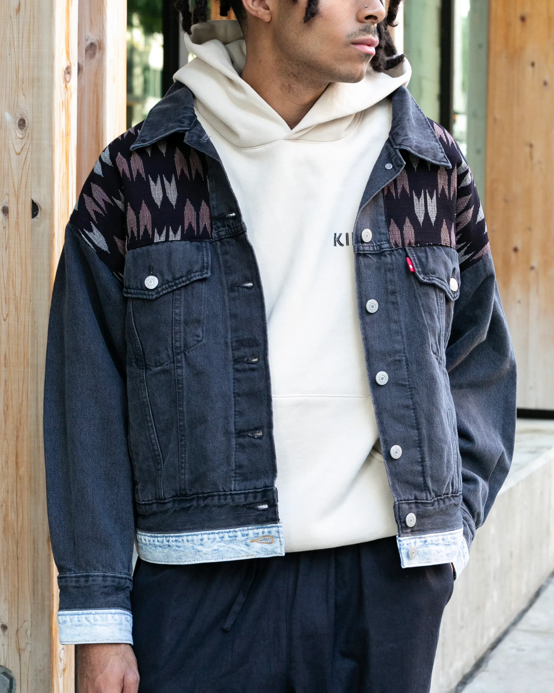Kiriko Original Jacket, Oversized Levi's Denim with Obi, Black with Warm Tone Obi sold by Kiriko product image thumbnail 2
