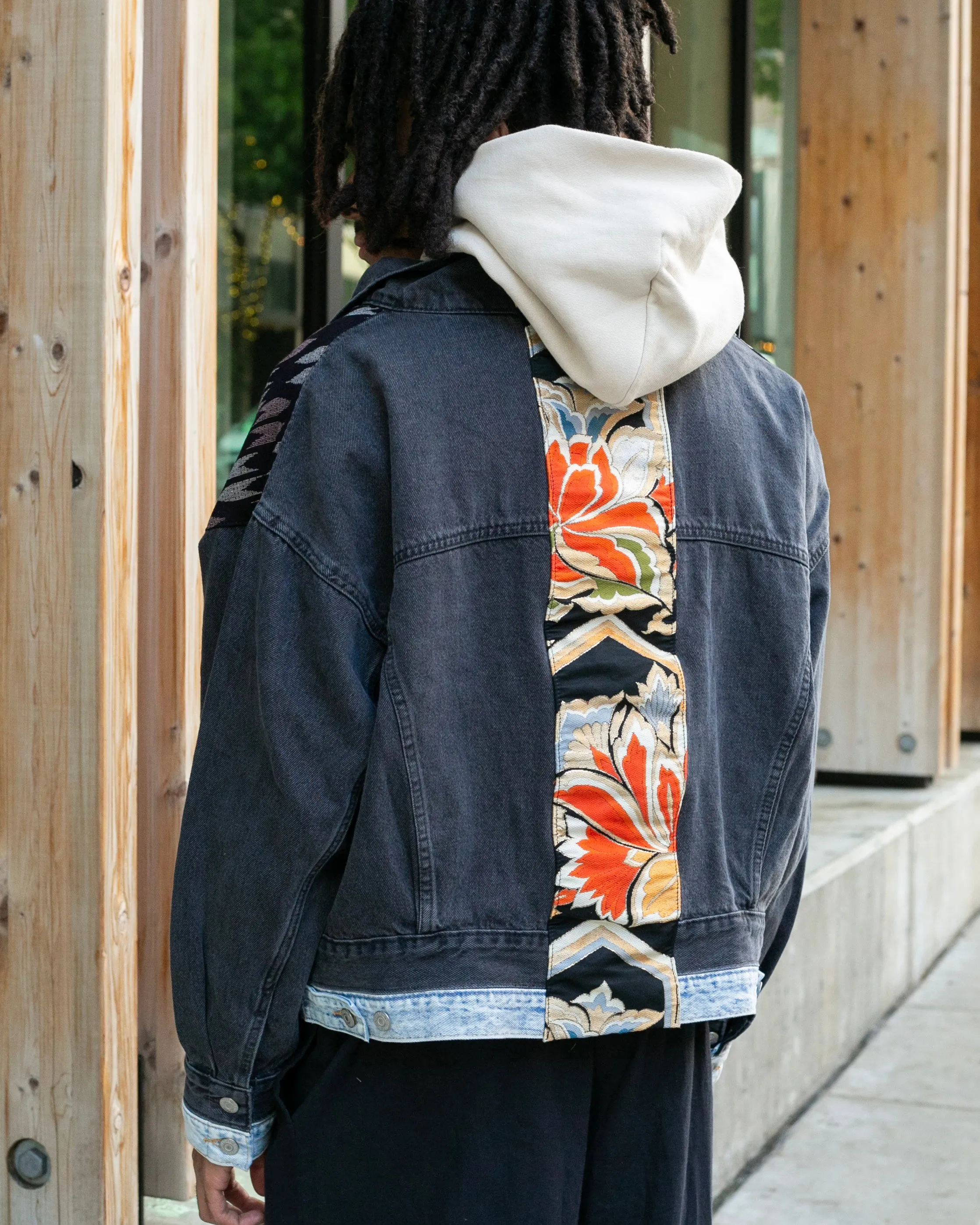 Kiriko Original Jacket, Oversized Levi's Denim with Obi, Black with Warm Tone Obi sold by Kiriko