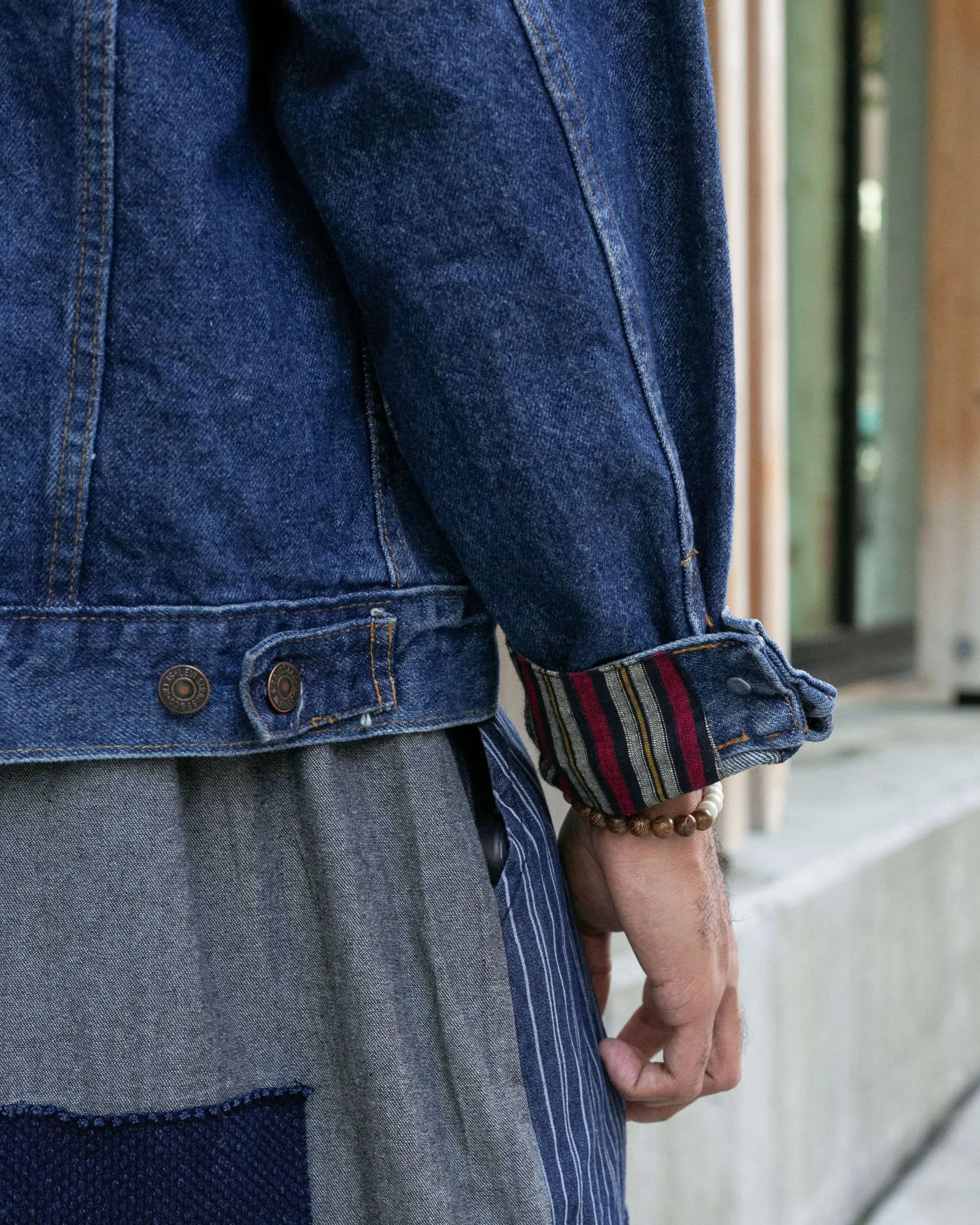 Kiriko Original Jacket, Oversized Levi's Denim with Obi, Dark Wash with Warm Tone Obi sold by Kiriko product image thumbnail 5