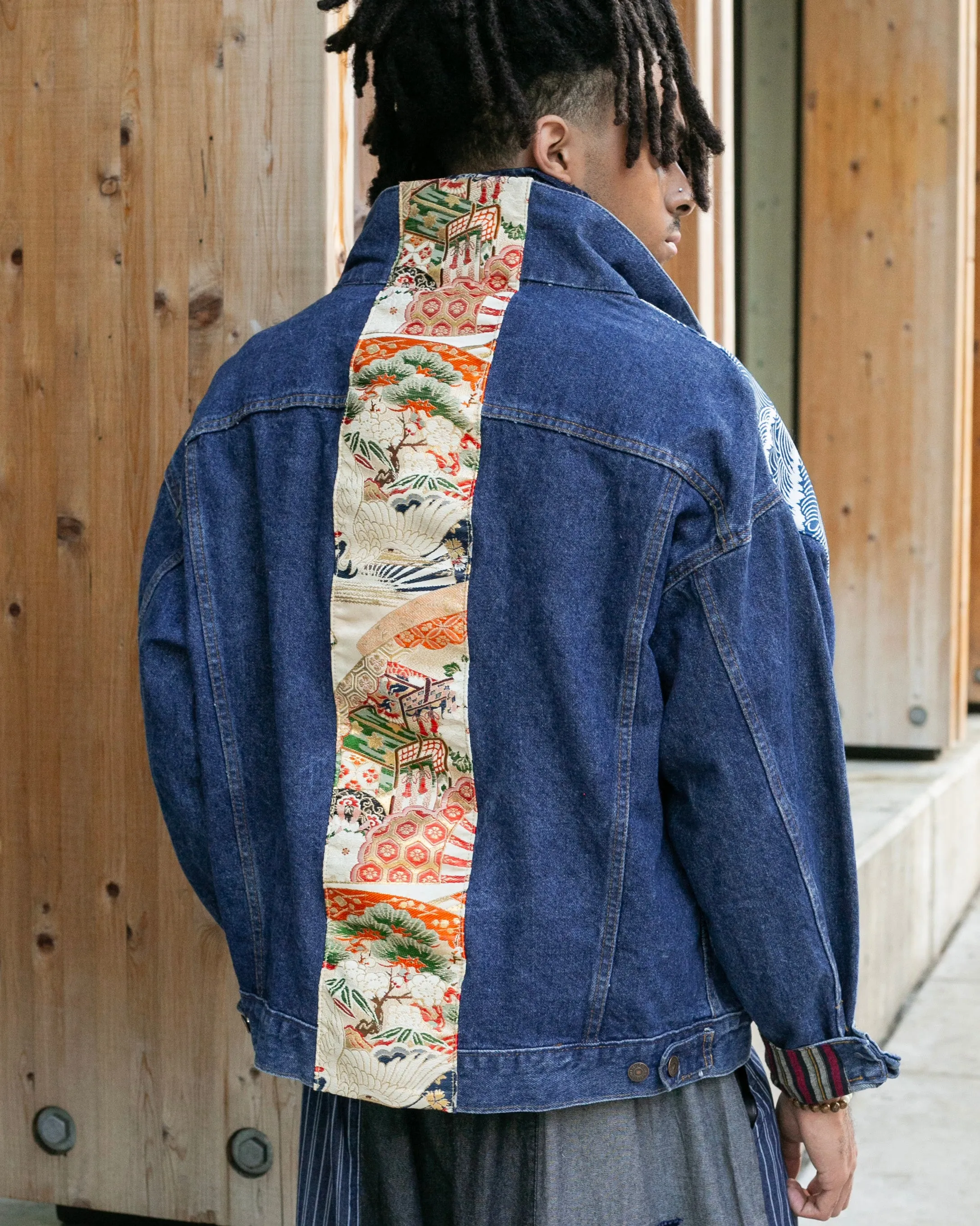 Kiriko Original Jacket, Oversized Levi's Denim with Obi, Dark Wash with Warm Tone Obi sold by Kiriko product image thumbnail 2