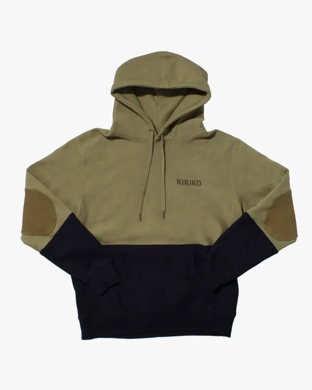 Kiriko Original Hoodie, Printed Ainu, Two-Tone, Olive with Navy sold by Kiriko