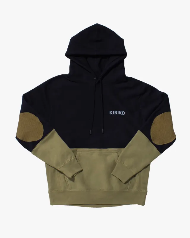 Kiriko Original Hoodie, Printed Ainu, Two-Tone, Navy with Olive sold by Kiriko