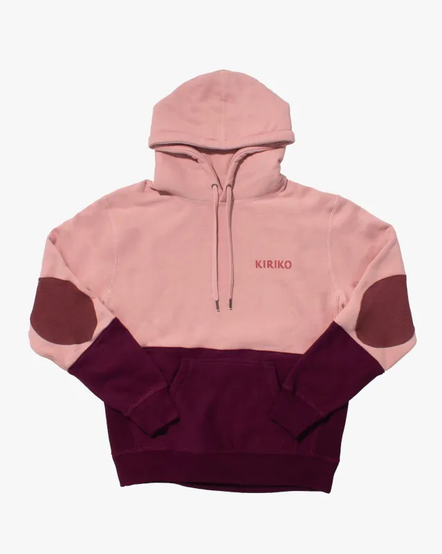 Kiriko Original Hoodie, Printed Ainu, Two-Tone, Light Pink with Maroon sold by Kiriko