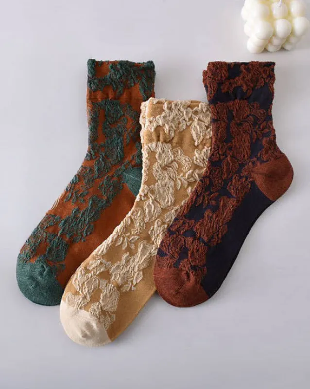 Tourtiwi, Tube Socks, Retro Embossed Three-Dimensional Pattern sold by Kiriko