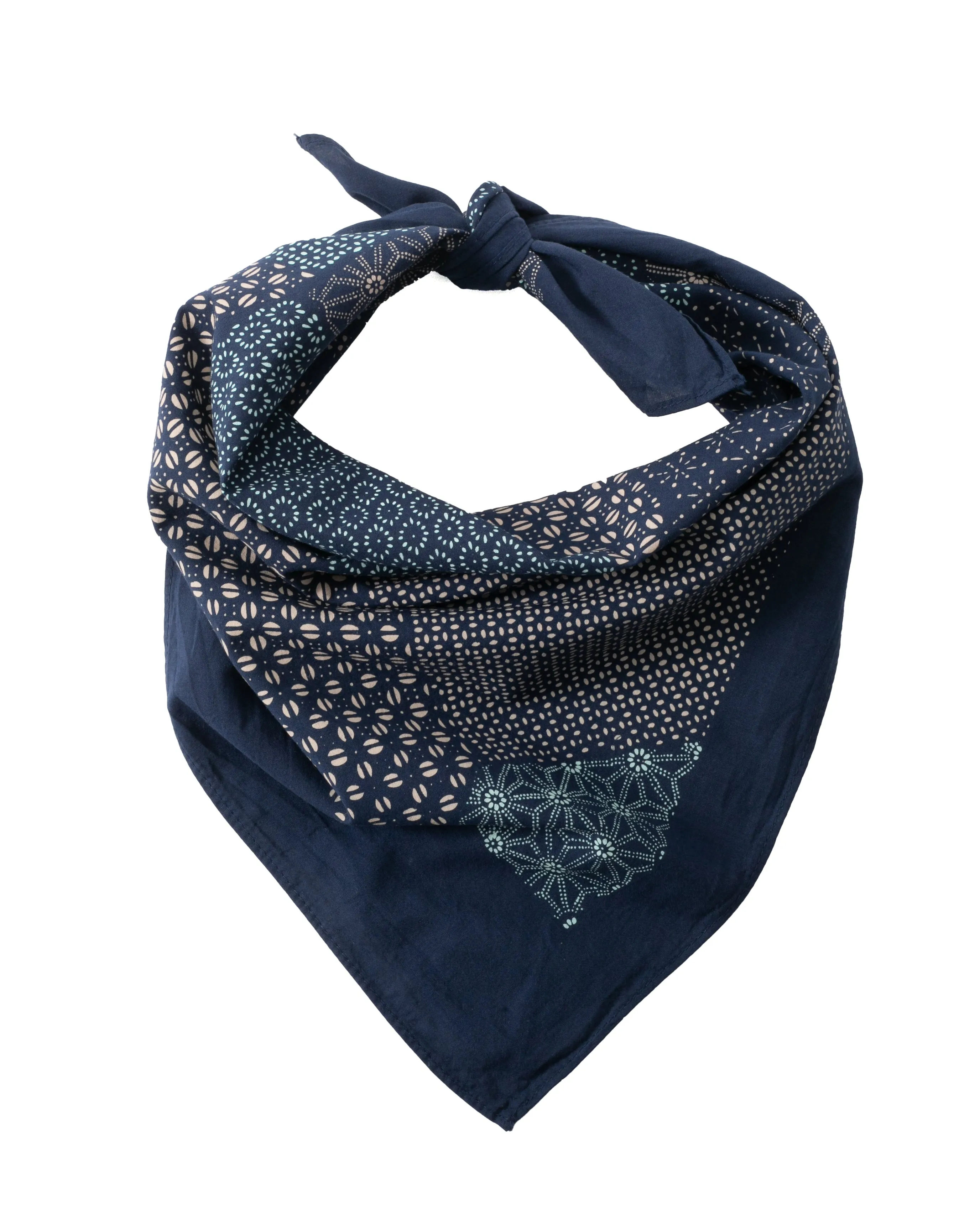 Kiriko Original Screen Printed, Custom-Dyed Bandana, Katazome Multi - Navy sold by Kiriko