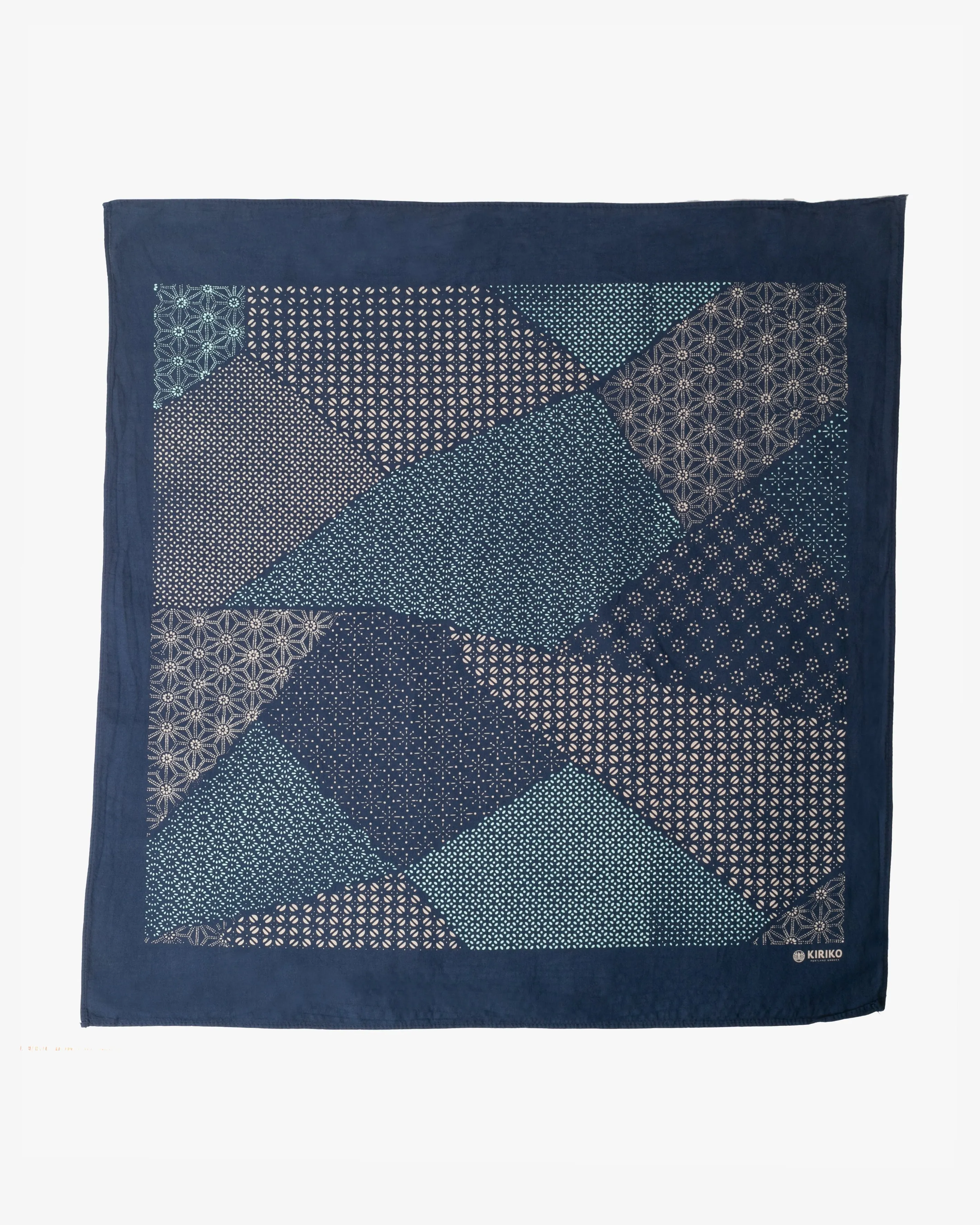 Kiriko Original Screen Printed, Custom-Dyed Bandana, Katazome Multi - Navy sold by Kiriko product image thumbnail 3