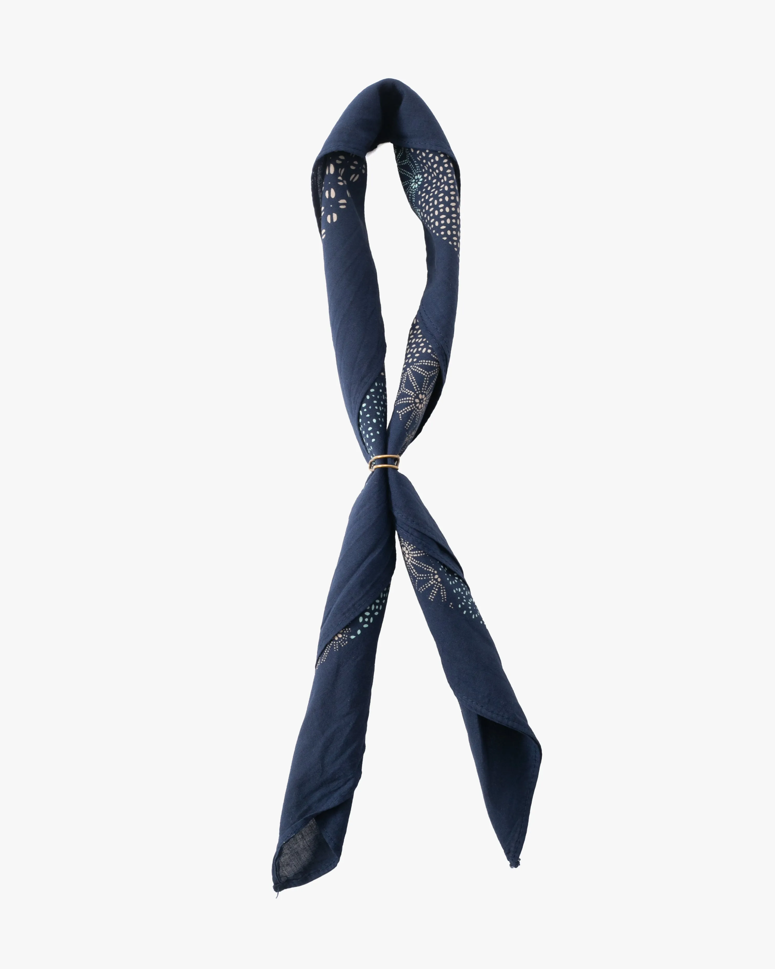 Kiriko Original Screen Printed, Custom-Dyed Bandana, Katazome Multi - Navy sold by Kiriko product image thumbnail 4