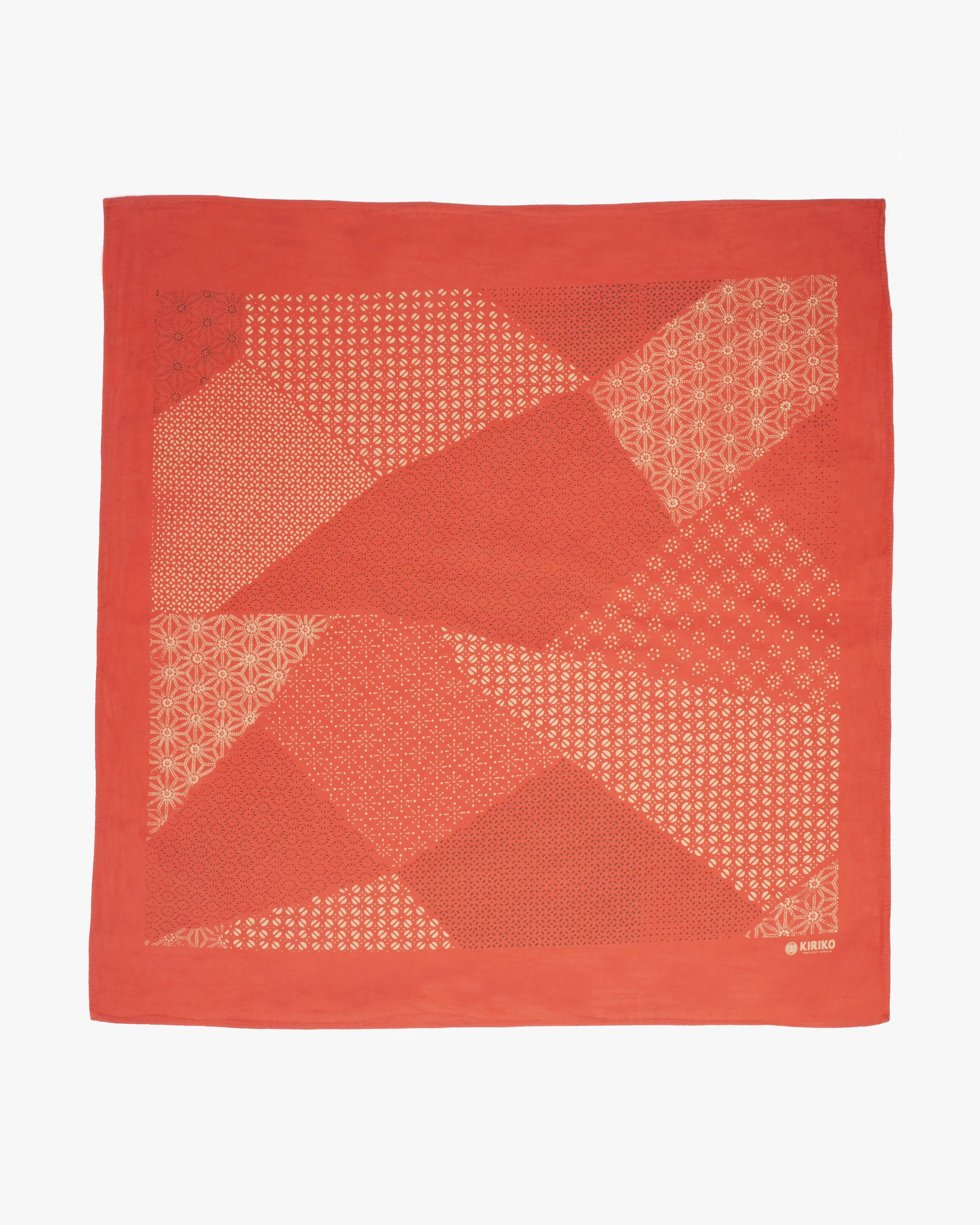 Kiriko Original Screen Printed, Custom-Dyed Bandana, Katazome Multi - Red sold by Kiriko product image thumbnail 4