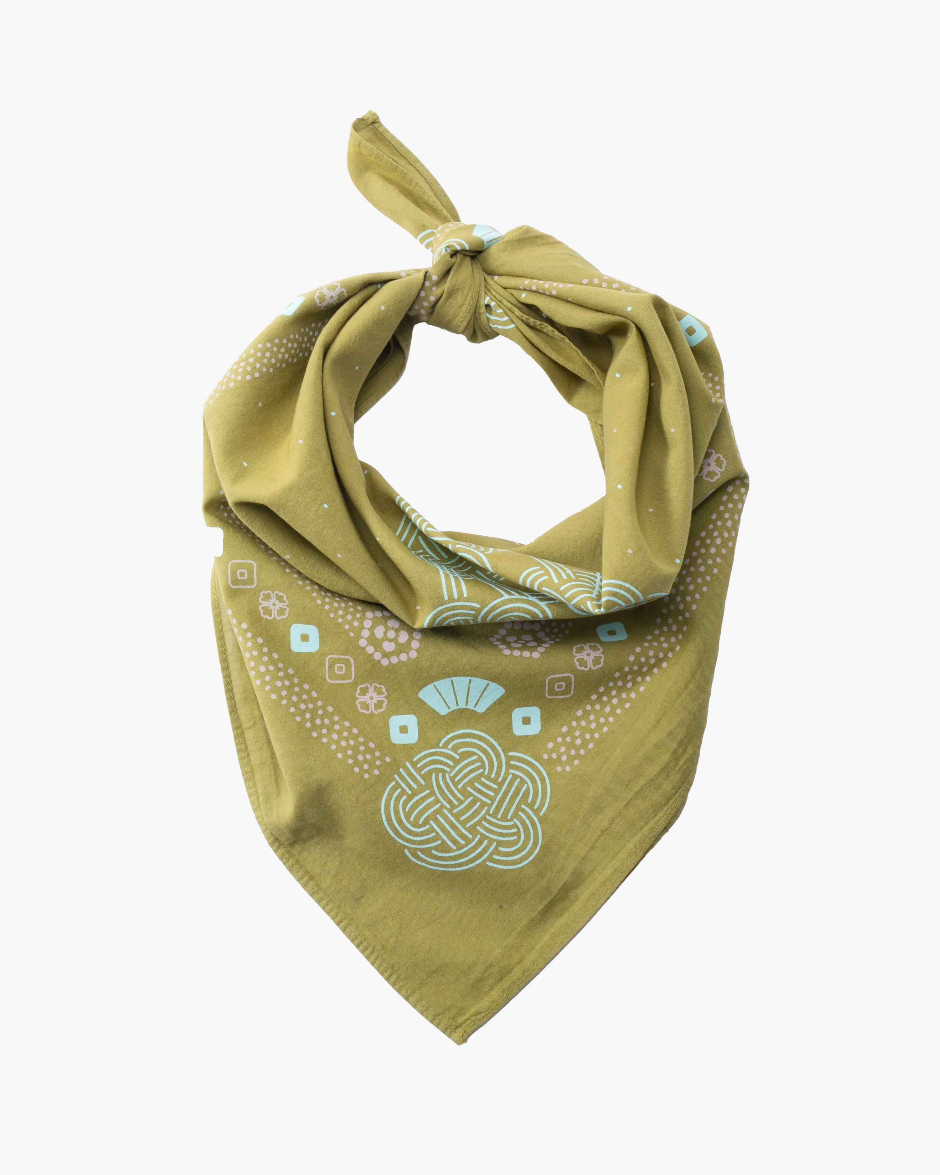 Kiriko Original Screen Printed, Custom-Dyed Bandana, Mizuhiki - Green sold by Kiriko product image thumbnail 3