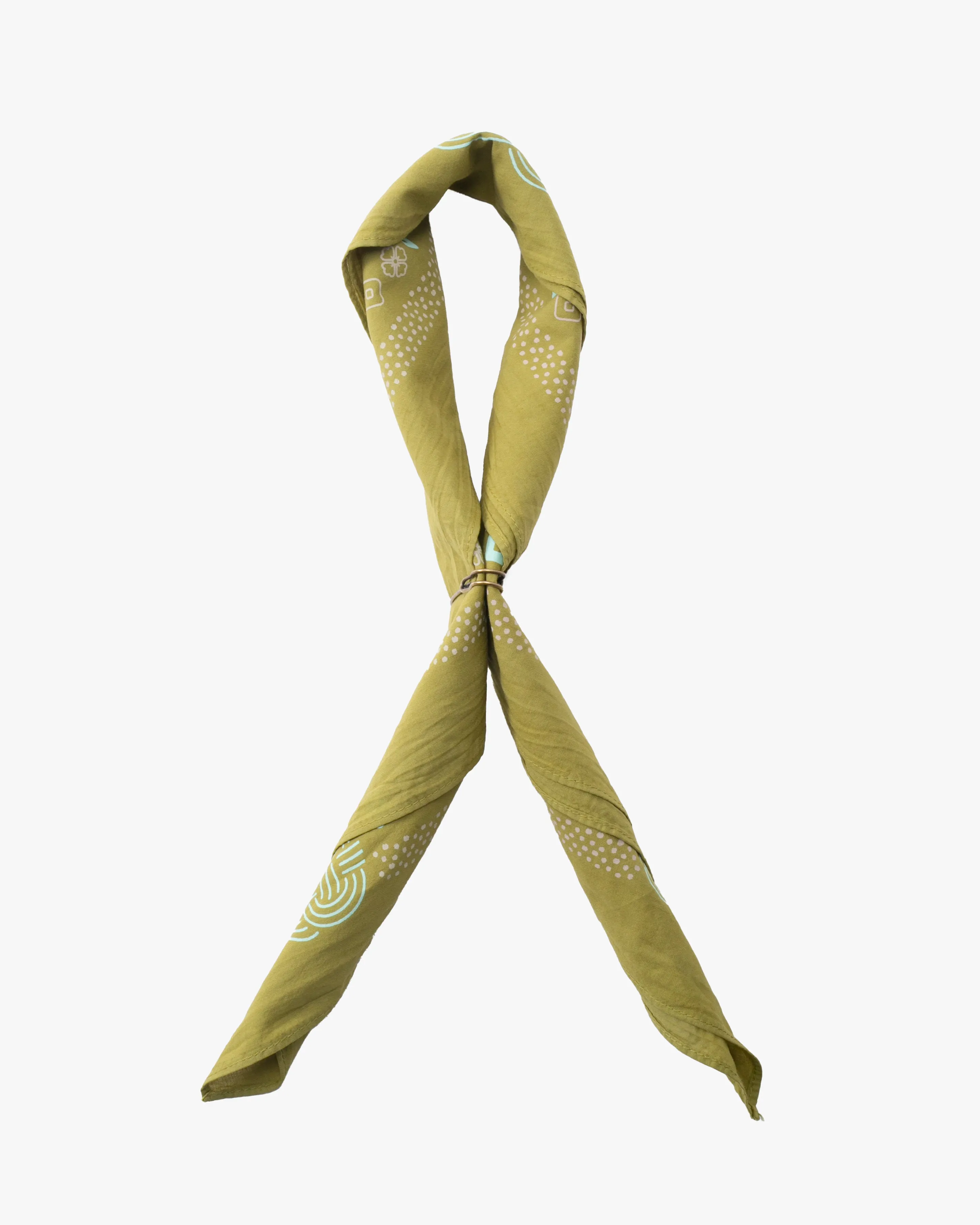 Kiriko Original Screen Printed, Custom-Dyed Bandana, Mizuhiki - Green sold by Kiriko product image thumbnail 2