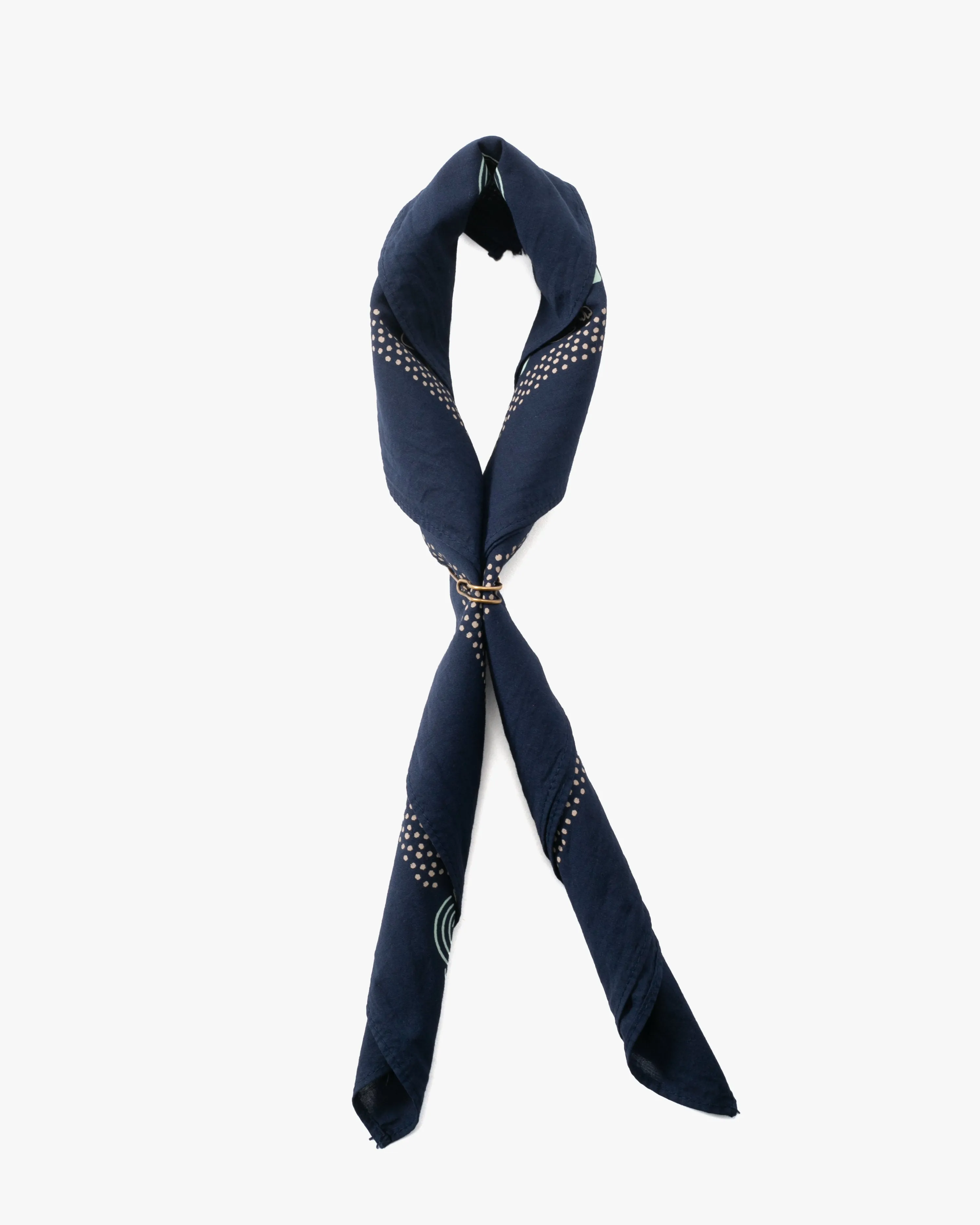 Kiriko Original Screen Printed, Custom-Dyed Bandana, Mizuhiki - Navy sold by Kiriko product image thumbnail 3