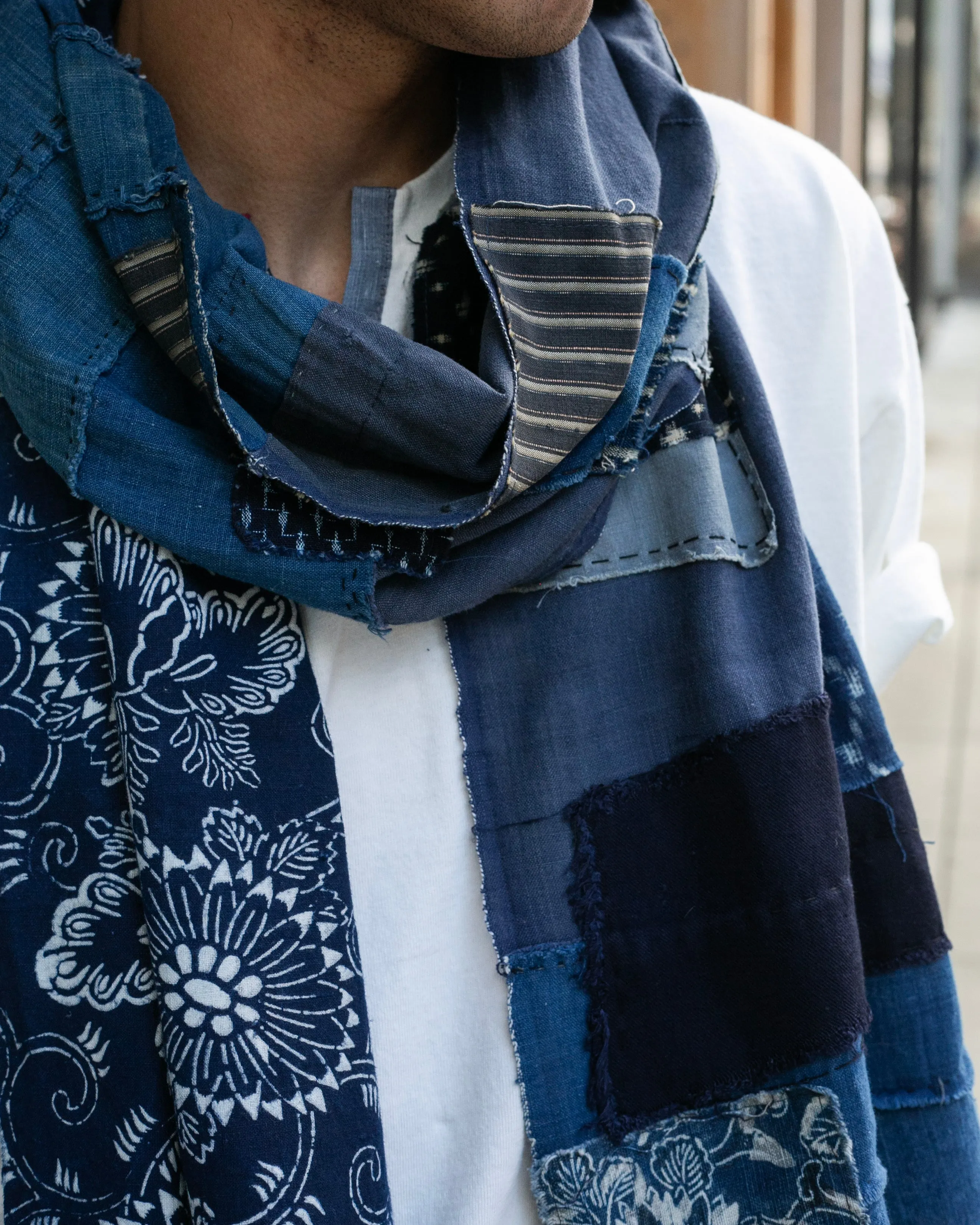 Kiriko Original Scarf, Patched Boro, Indigo, 33 sold by Kiriko