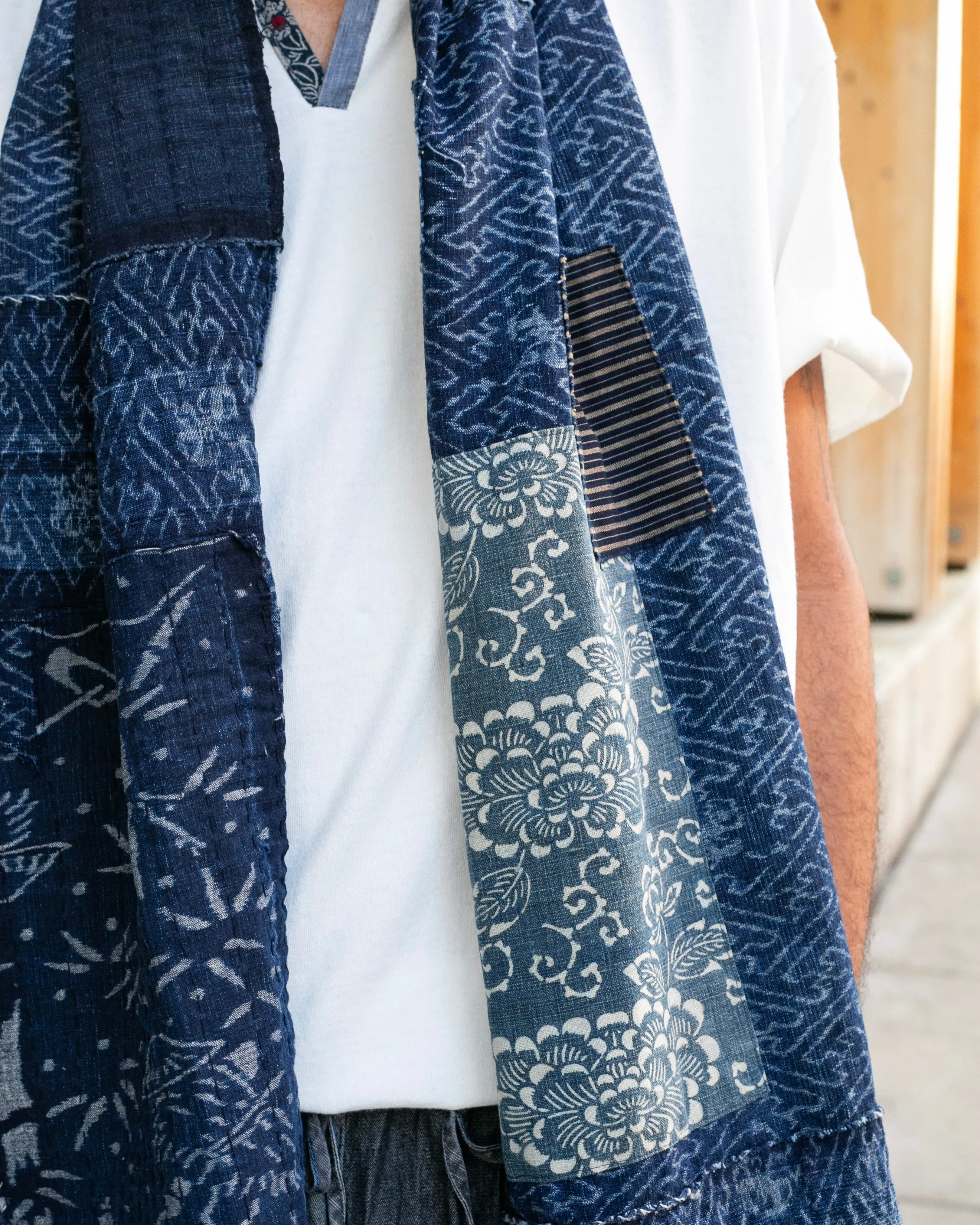Kiriko Original Scarf, Patched Boro, Fully Hand Sashiko-Stitched, Indigo, 30 sold by Kiriko product image thumbnail 3