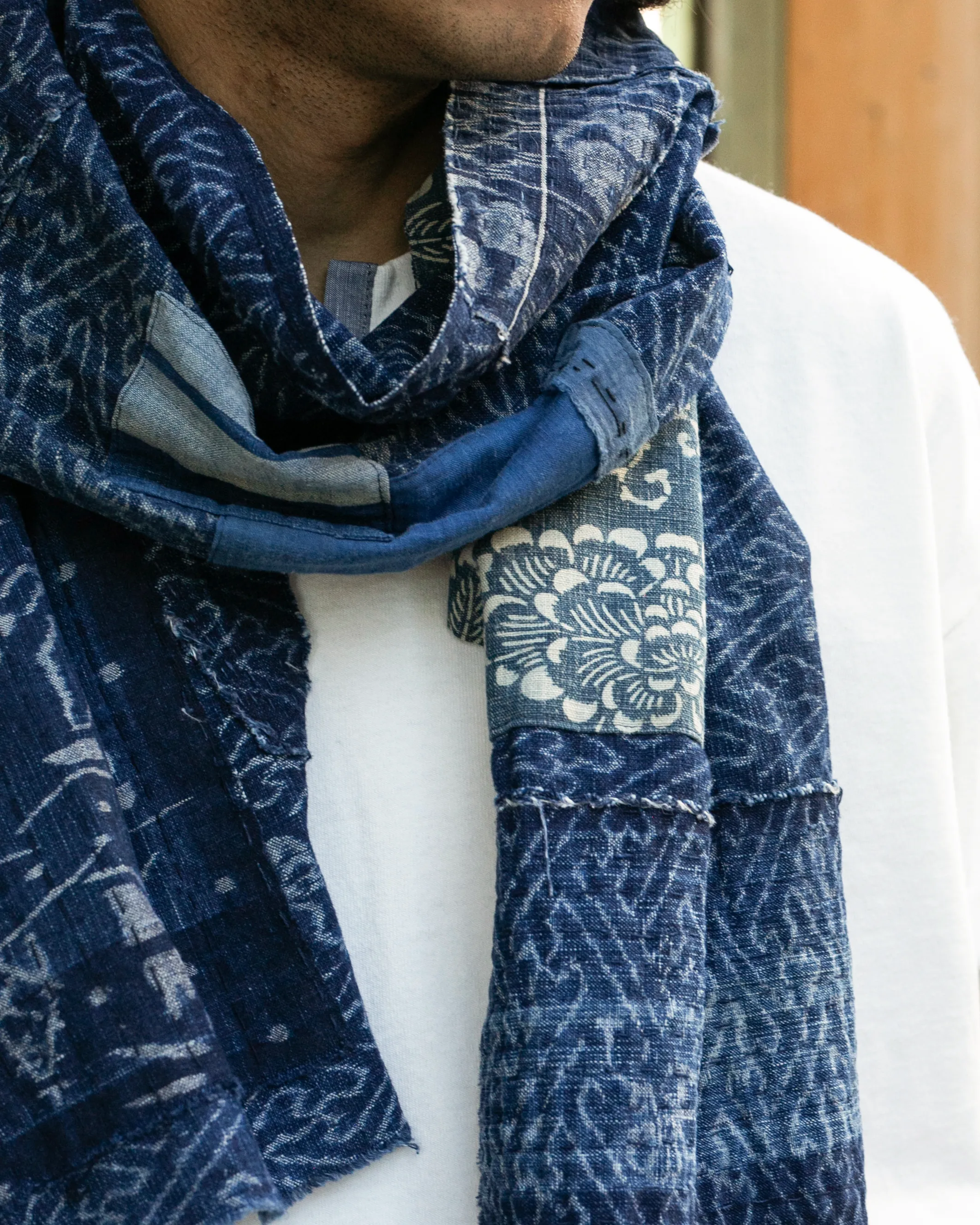 Kiriko Original Scarf, Patched Boro, Fully Hand Sashiko-Stitched, Indigo, 30 sold by Kiriko product image thumbnail 2