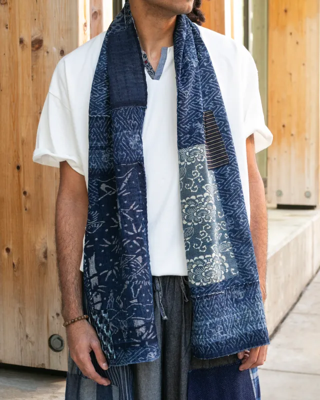 Kiriko Original Scarf, Patched Boro, Fully Hand Sashiko-Stitched, Indigo, 30 sold by Kiriko