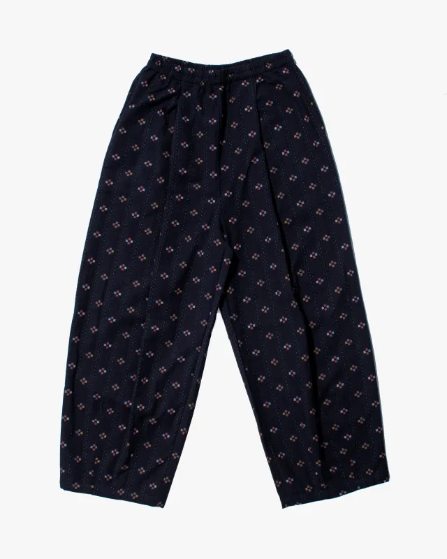 Kiriko x ToK, Lantern Pants, Indigo with Multicolor Squares sold by Kiriko