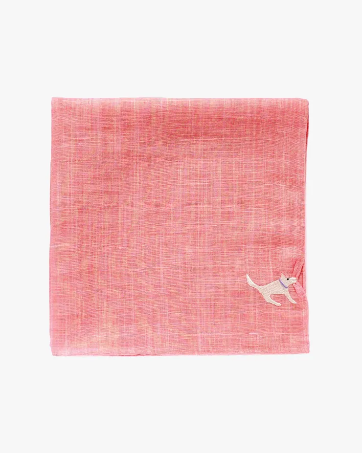 Japanese Handkerchief, Hikkomi, Salmon with White Dog sold by Kiriko product image thumbnail 3