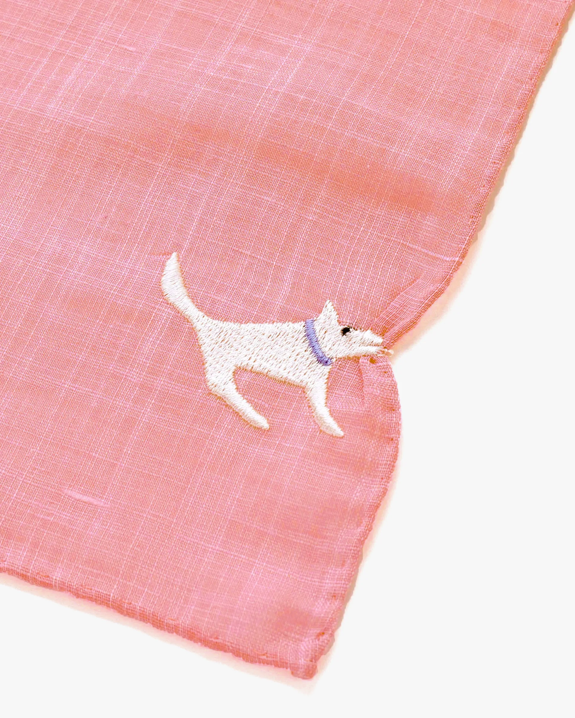 Japanese Handkerchief, Hikkomi, Salmon with White Dog sold by Kiriko product image thumbnail 2