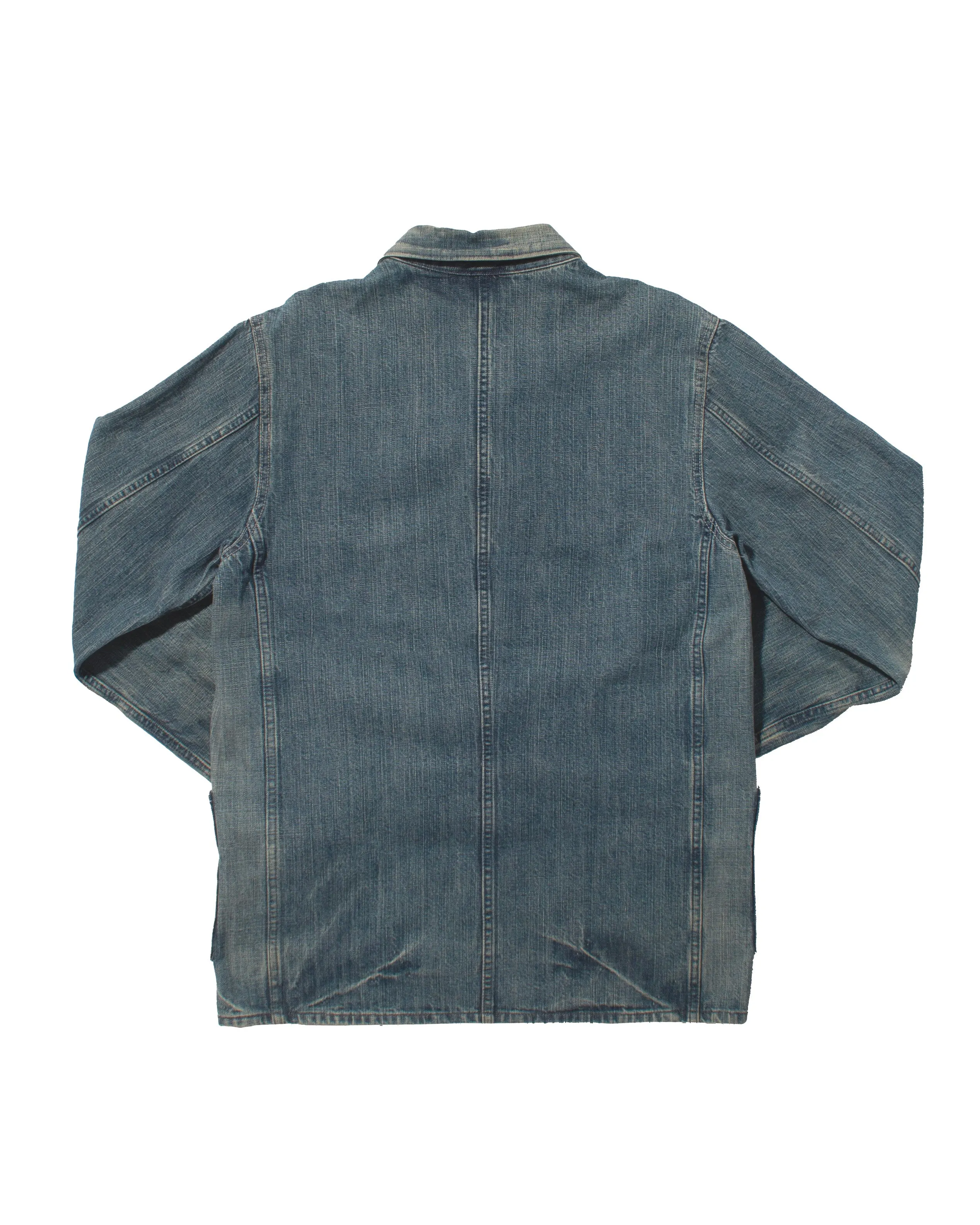 Japanese Repro Denim Chore Coat, L, Omnigod, Striped Lining sold by Kiriko product image thumbnail 3