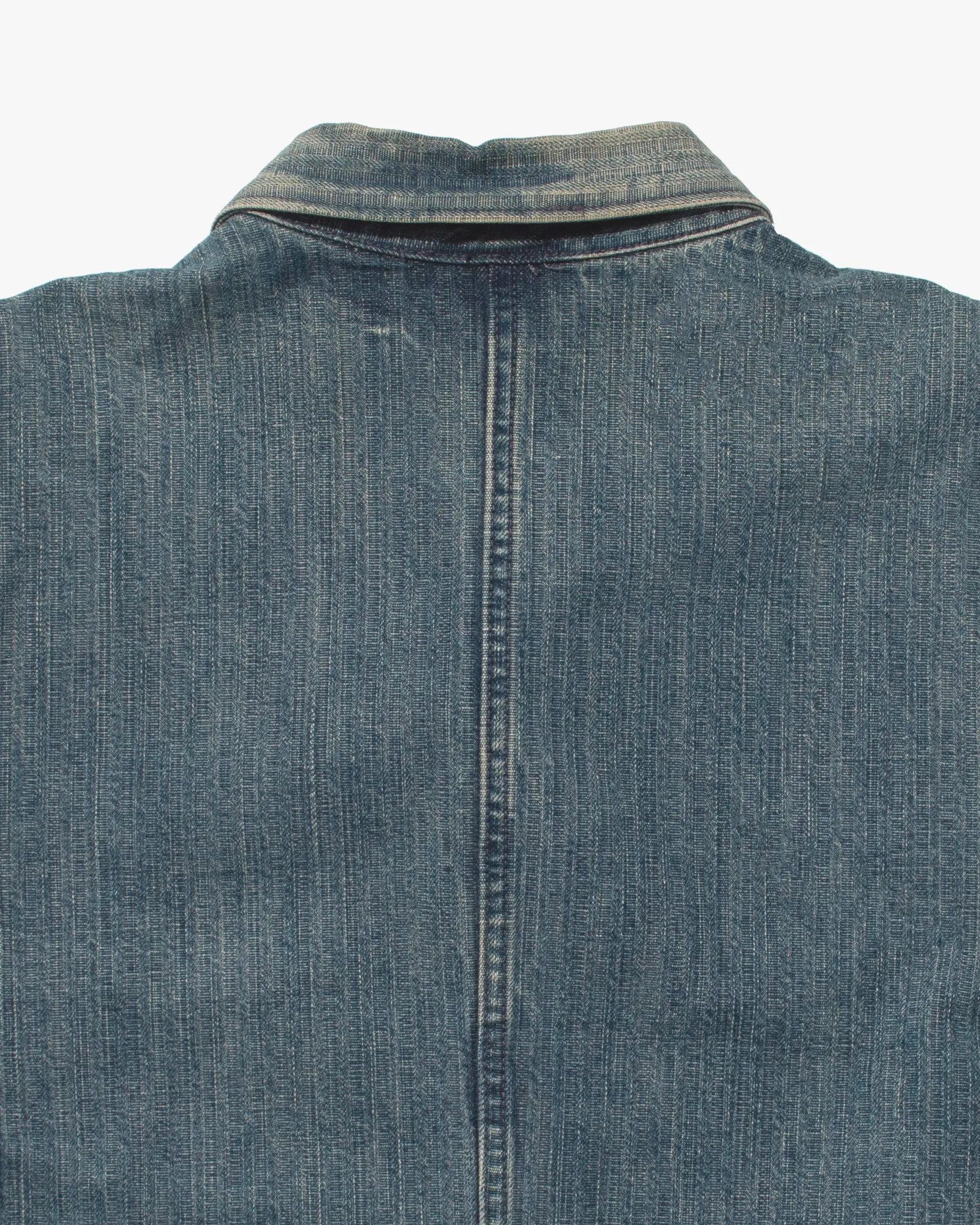 Japanese Repro Denim Chore Coat, L, Omnigod, Striped Lining sold by Kiriko product image thumbnail 4