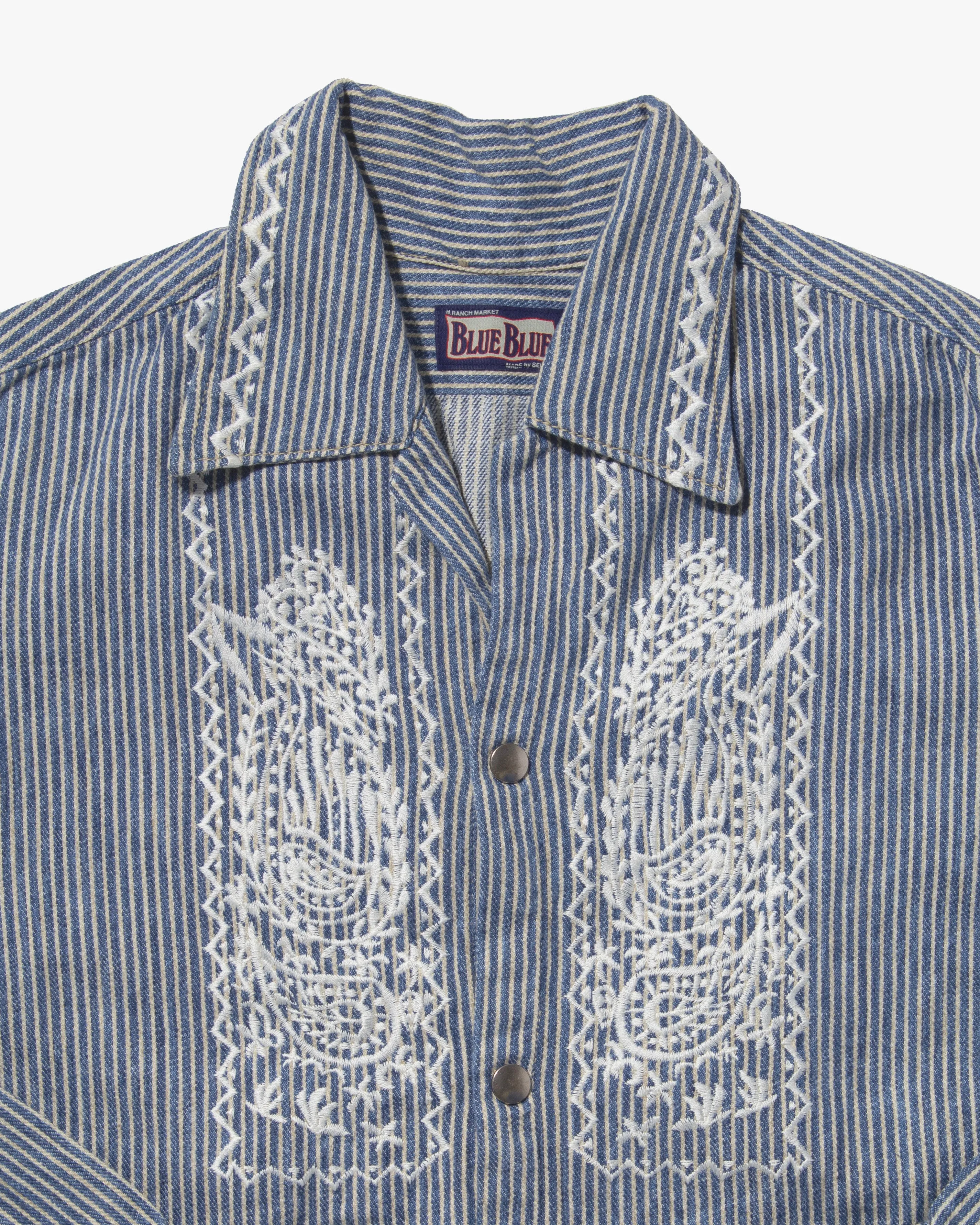 Japanese Repro Chore Coat, L, Seilin, Striped with Embroidered Paisley sold by Kiriko product image thumbnail 2