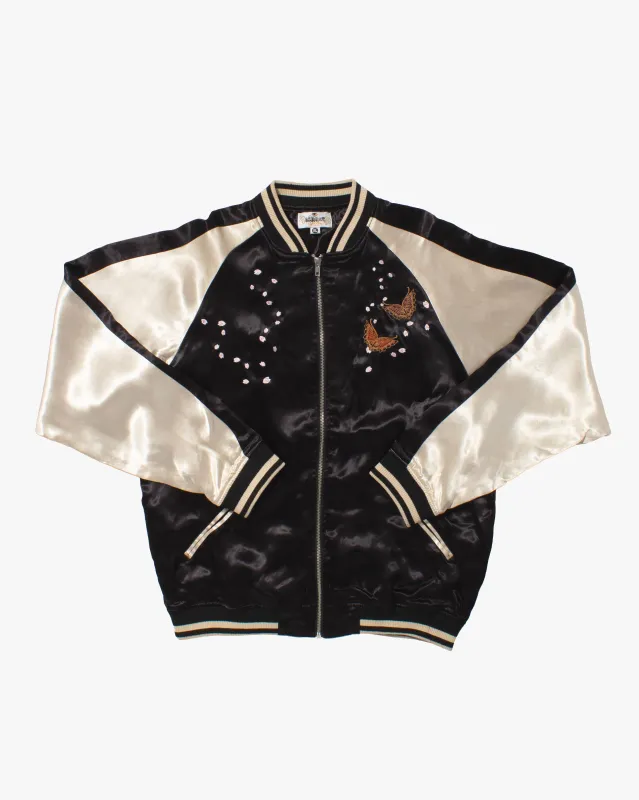 Japanese Repro Souvenir Jacket, XL, Karakuri, Sakura with Butterflies sold by Kiriko