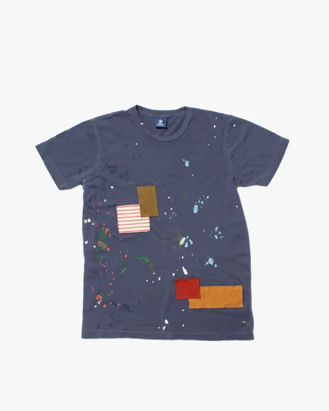 Kiriko Original Tee, 3.8 oz Cotton, Painter Tee with Patches, Blue sold by Kiriko