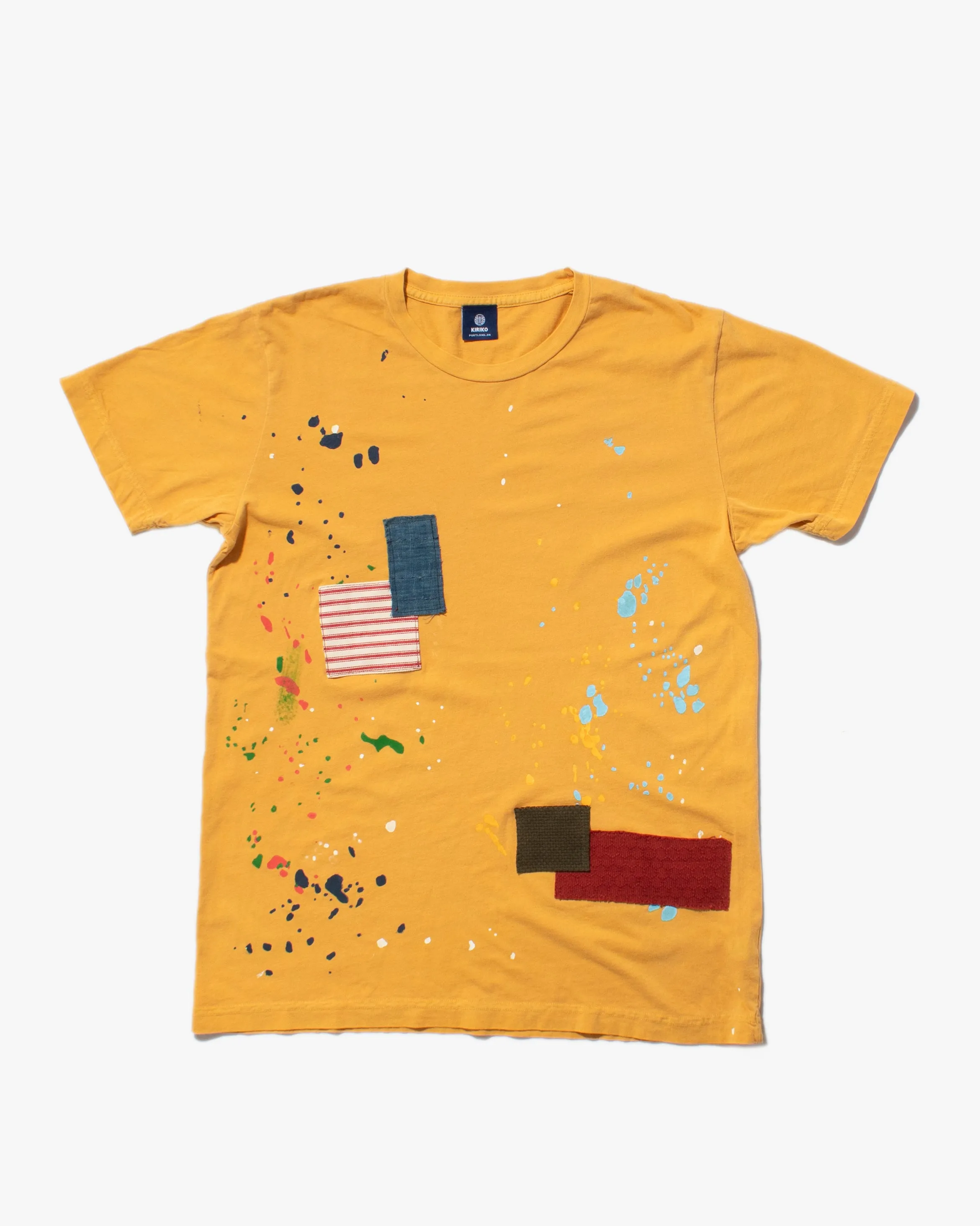 Kiriko Original Tee, 3.8 oz Cotton, Painter Tee with Patches, Sunflower sold by Kiriko