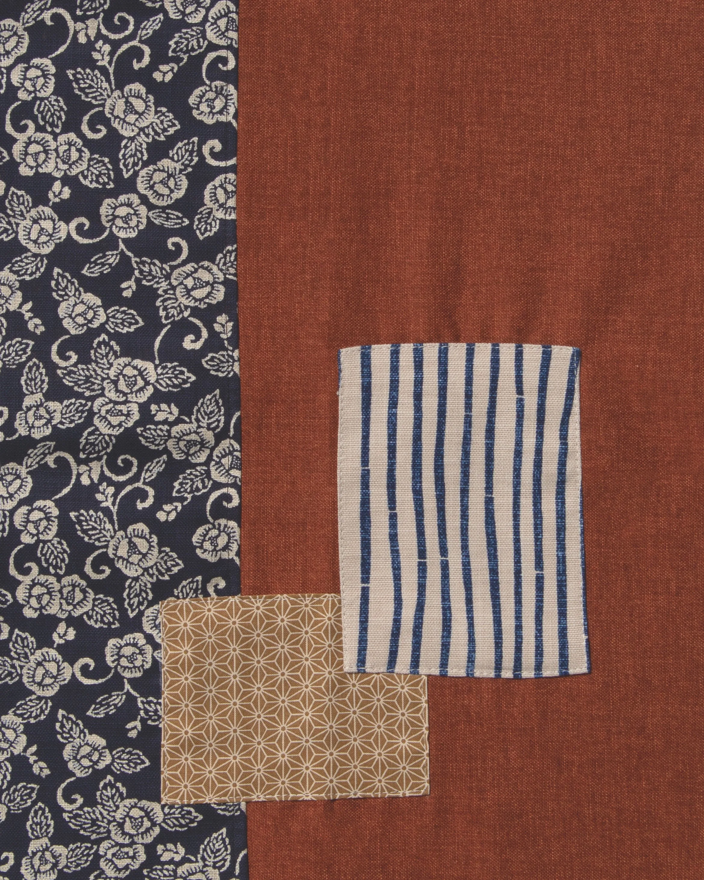 Kiriko Original Modern Patchwork Scarf, Kiku Karakusa with Shima and Asanoha sold by Kiriko product image thumbnail 4