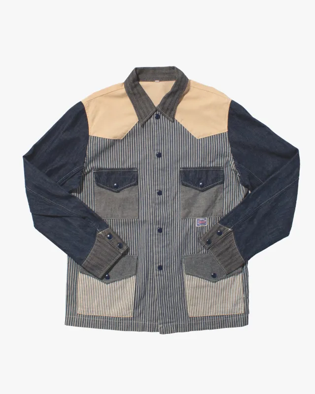 Japanese Repro Denim Chore Coat, Pherrow's, Multi Striped - 40 sold by Kiriko