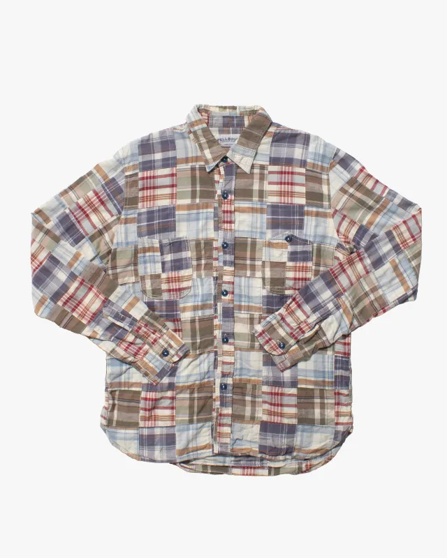 Japanese Repro Button Up Shirt, Spellbound, Plaid Patchwork sold by Kiriko