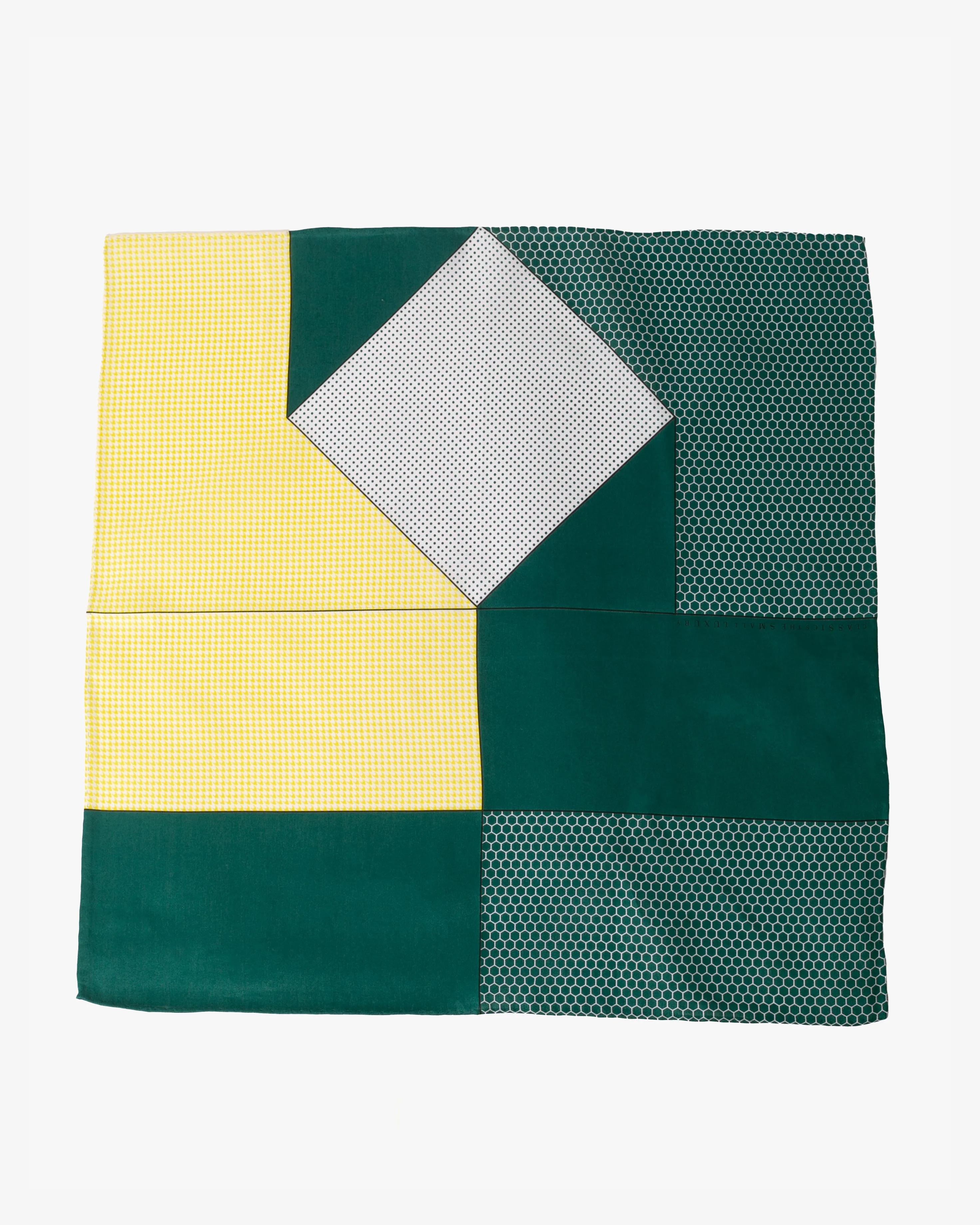 Japanese Handkerchief, Classic, Green and Yellow Geometric Shapes sold by Kiriko product image thumbnail 4