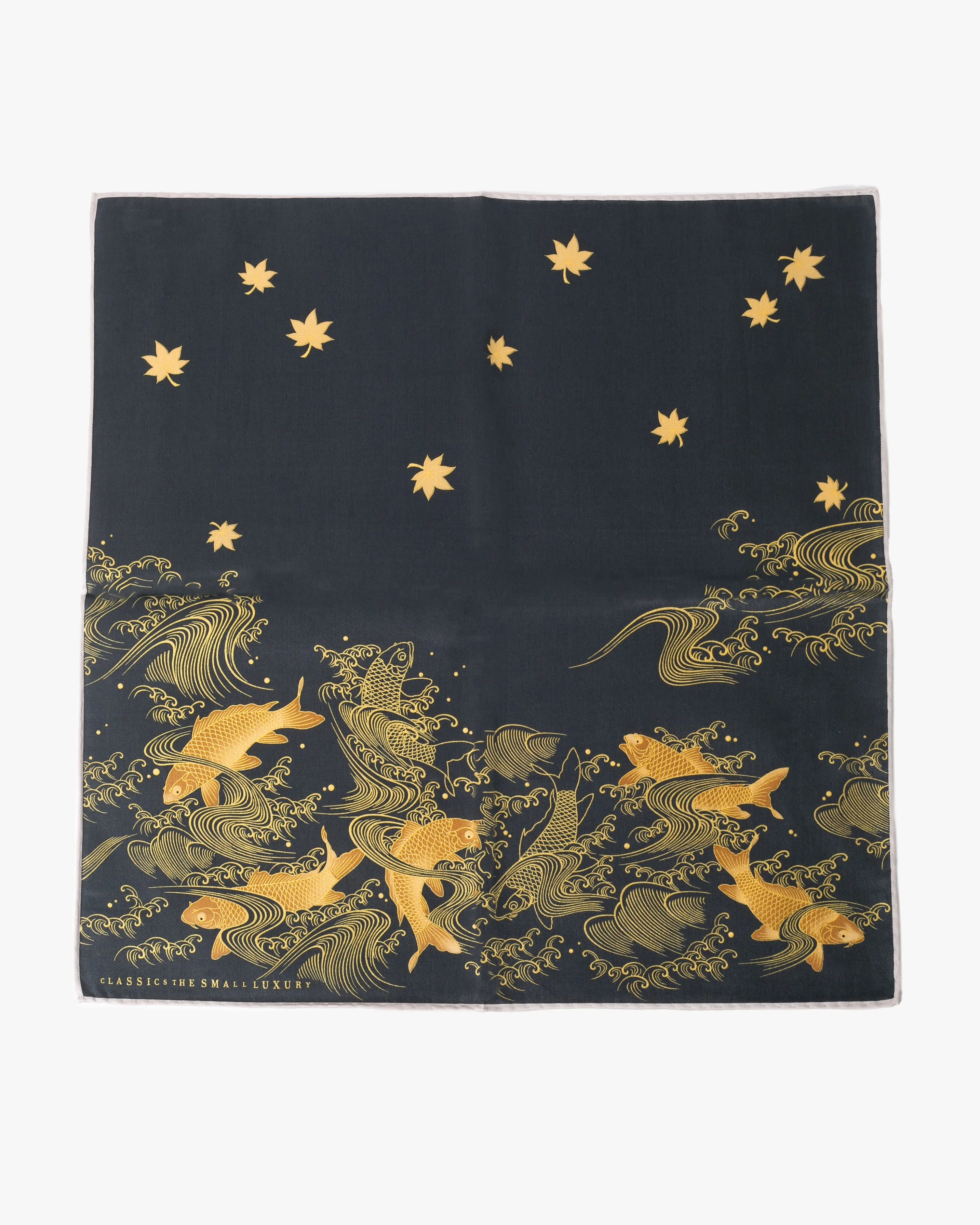 Japanese Handkerchief, Classic, Black and Gold Carp sold by Kiriko product image thumbnail 3