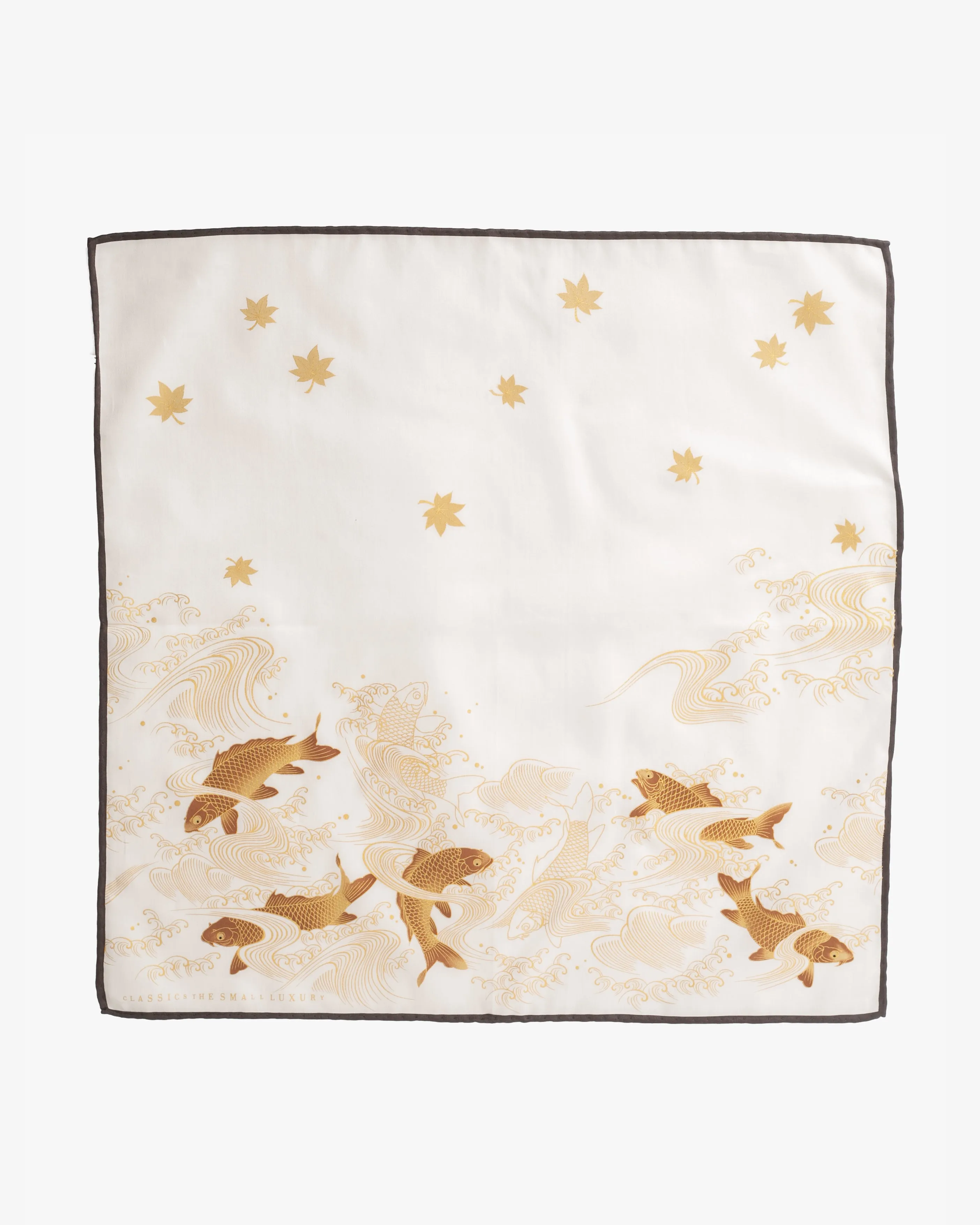Japanese Handkerchief, Classic, White and Gold Carp sold by Kiriko product image thumbnail 4