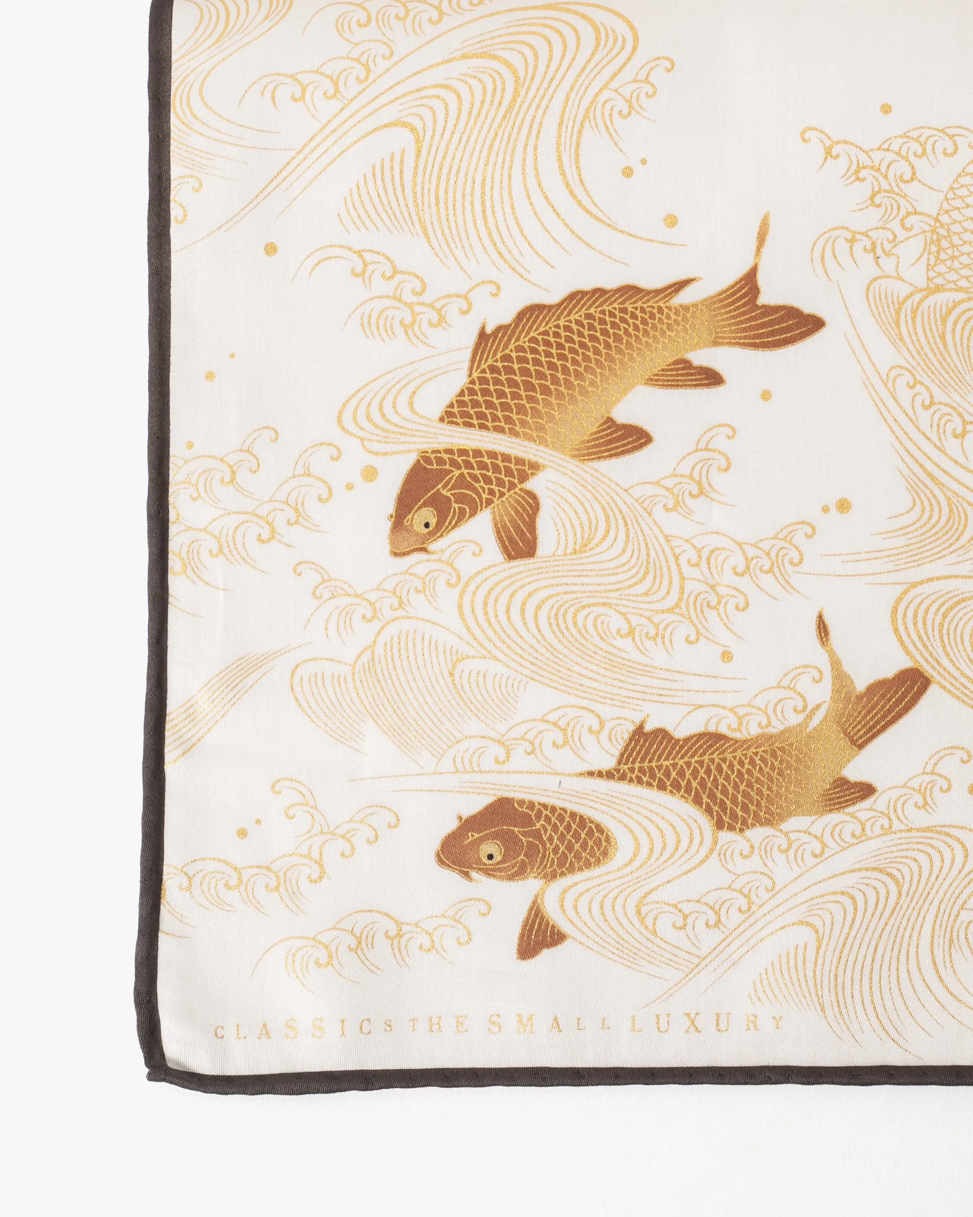 Japanese Handkerchief, Classic, White and Gold Carp sold by Kiriko product image thumbnail 2
