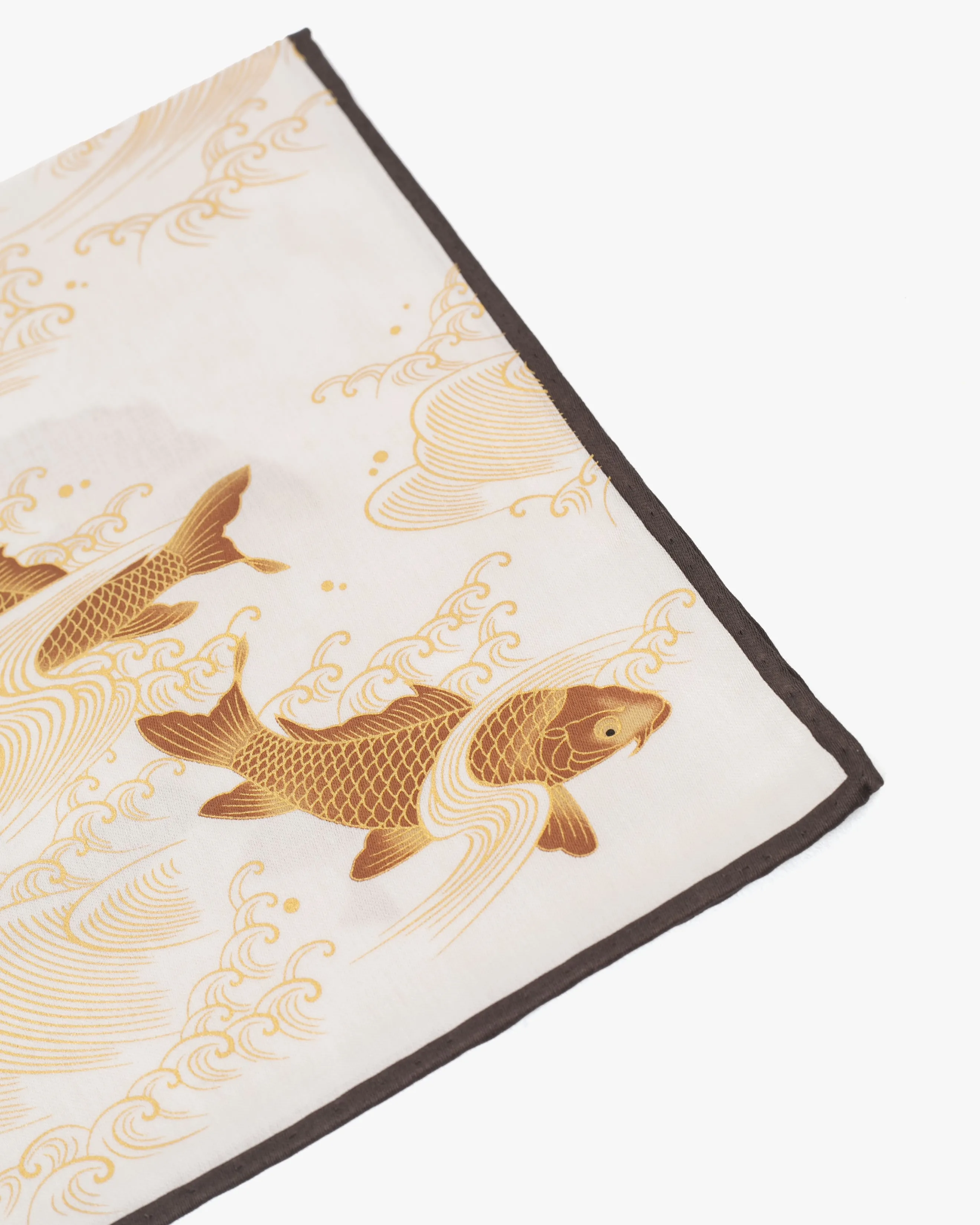 Japanese Handkerchief, Classic, White and Gold Carp sold by Kiriko product image thumbnail 3
