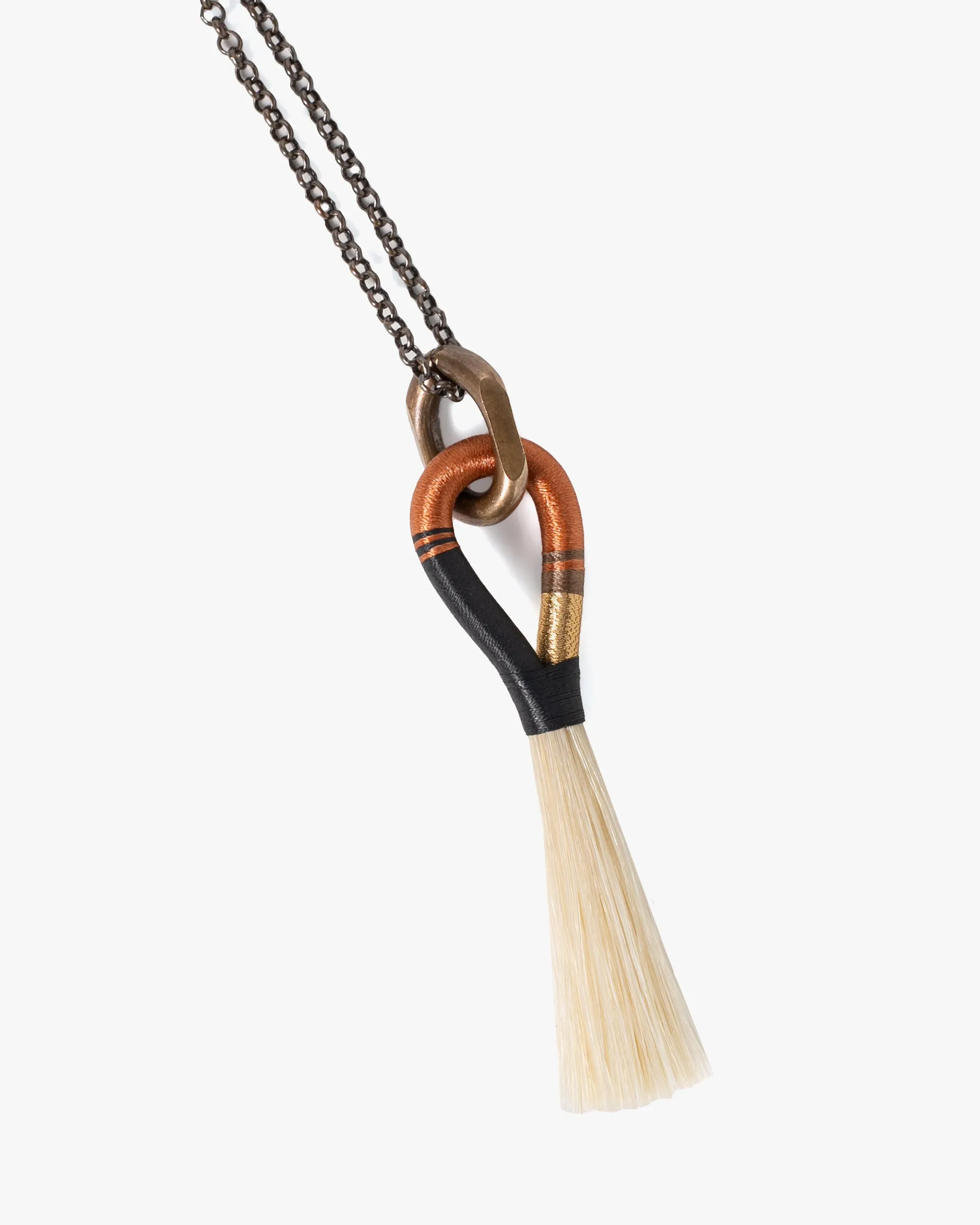 Boet Necklace, Horse Tassel, Black, Copper, and Gold with Blonde sold by Kiriko product image thumbnail 2