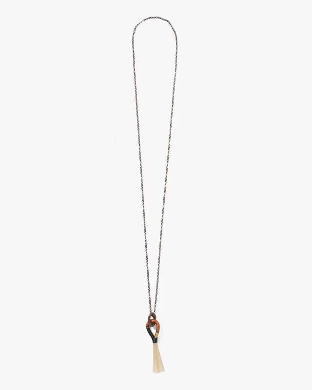 Boet Necklace, Horse Tassel, Black, Copper, and Gold with Blonde sold by Kiriko