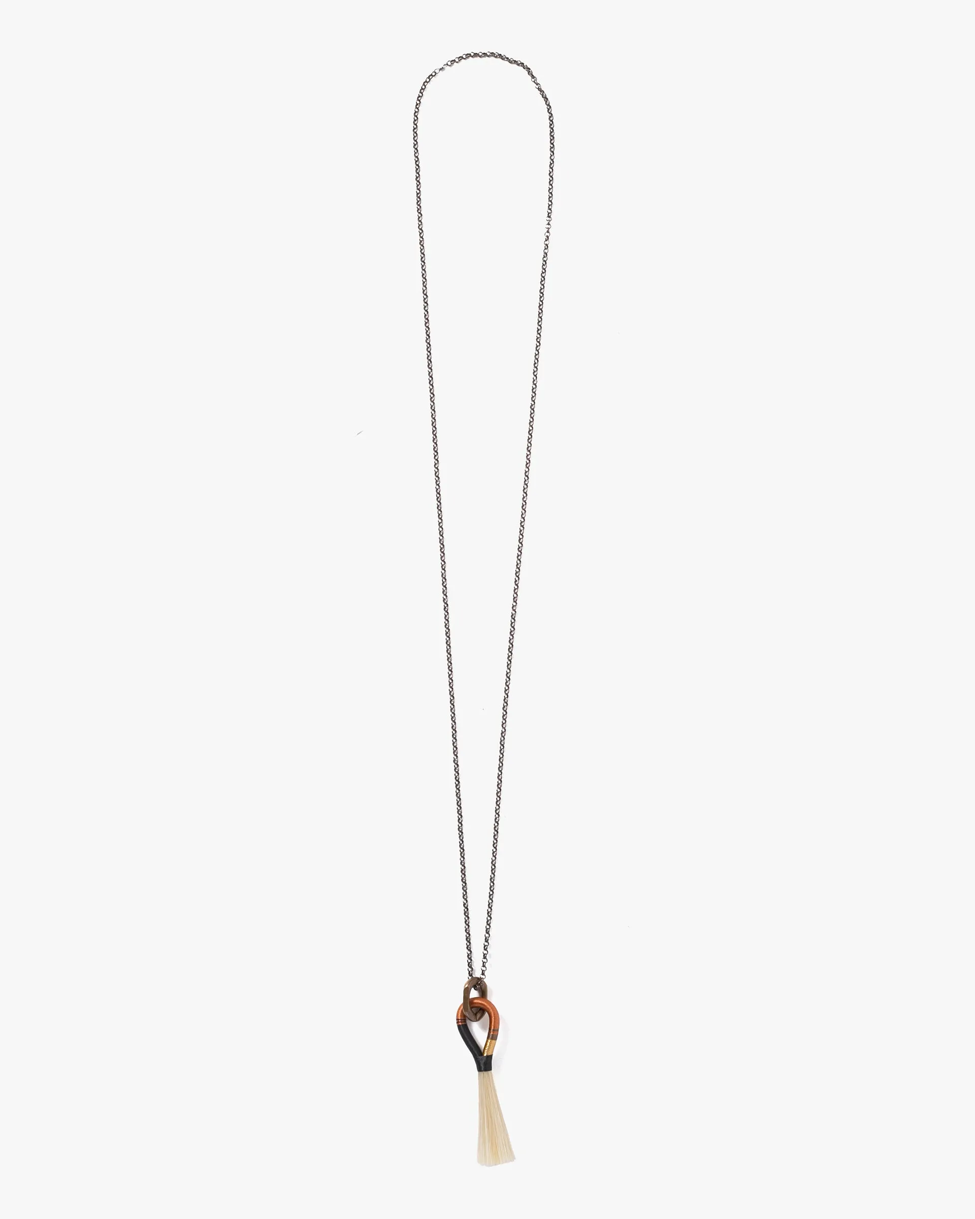 Boet Necklace, Horse Tassel, Black, Copper, and Gold with Blonde sold by Kiriko