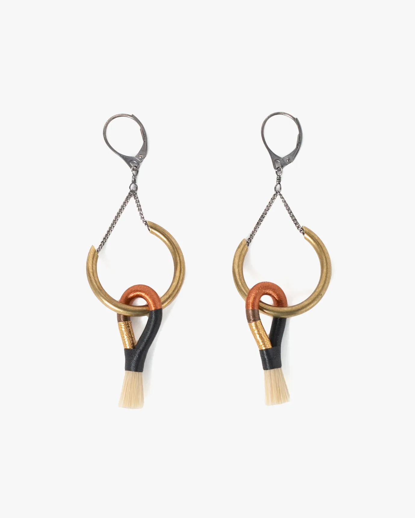 Boet Tiny Dancers Earrings, Black, Copper, and Gold with Blonde sold by Kiriko
