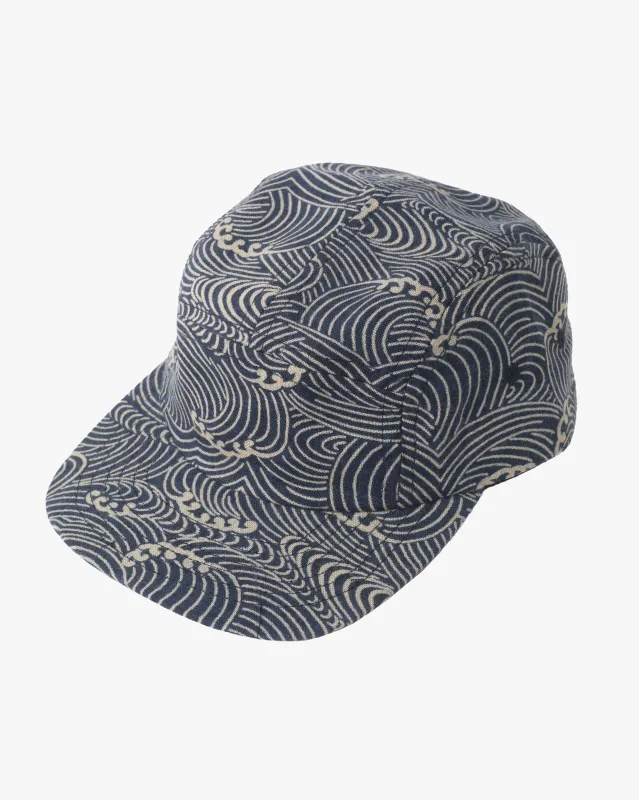 Kiriko Original Cap, 5-Panel Indigo Nami with Solid Indigo Underbill sold by Kiriko