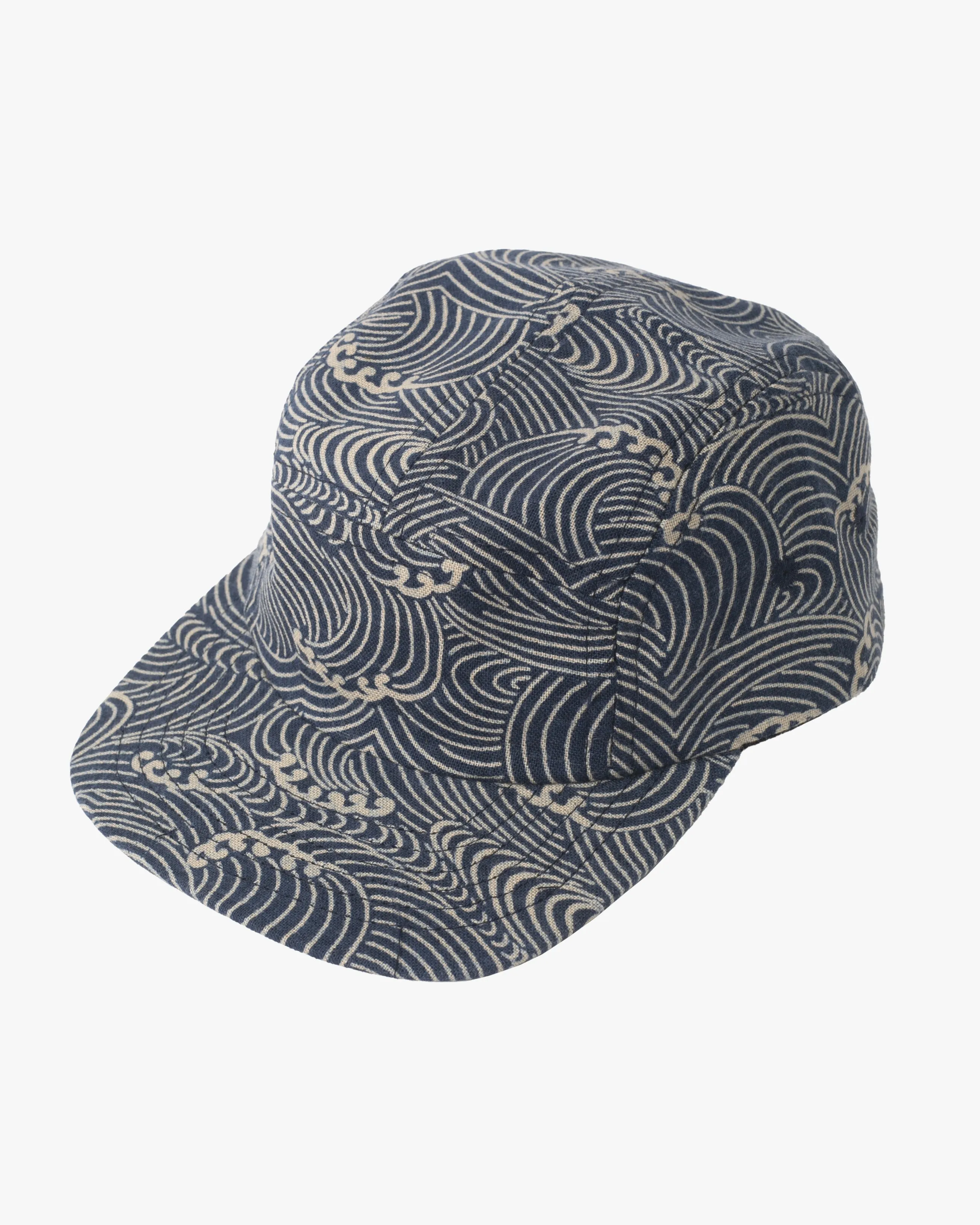 Kiriko Original Cap, 5-Panel Indigo Nami with Solid Indigo Underbill sold by Kiriko