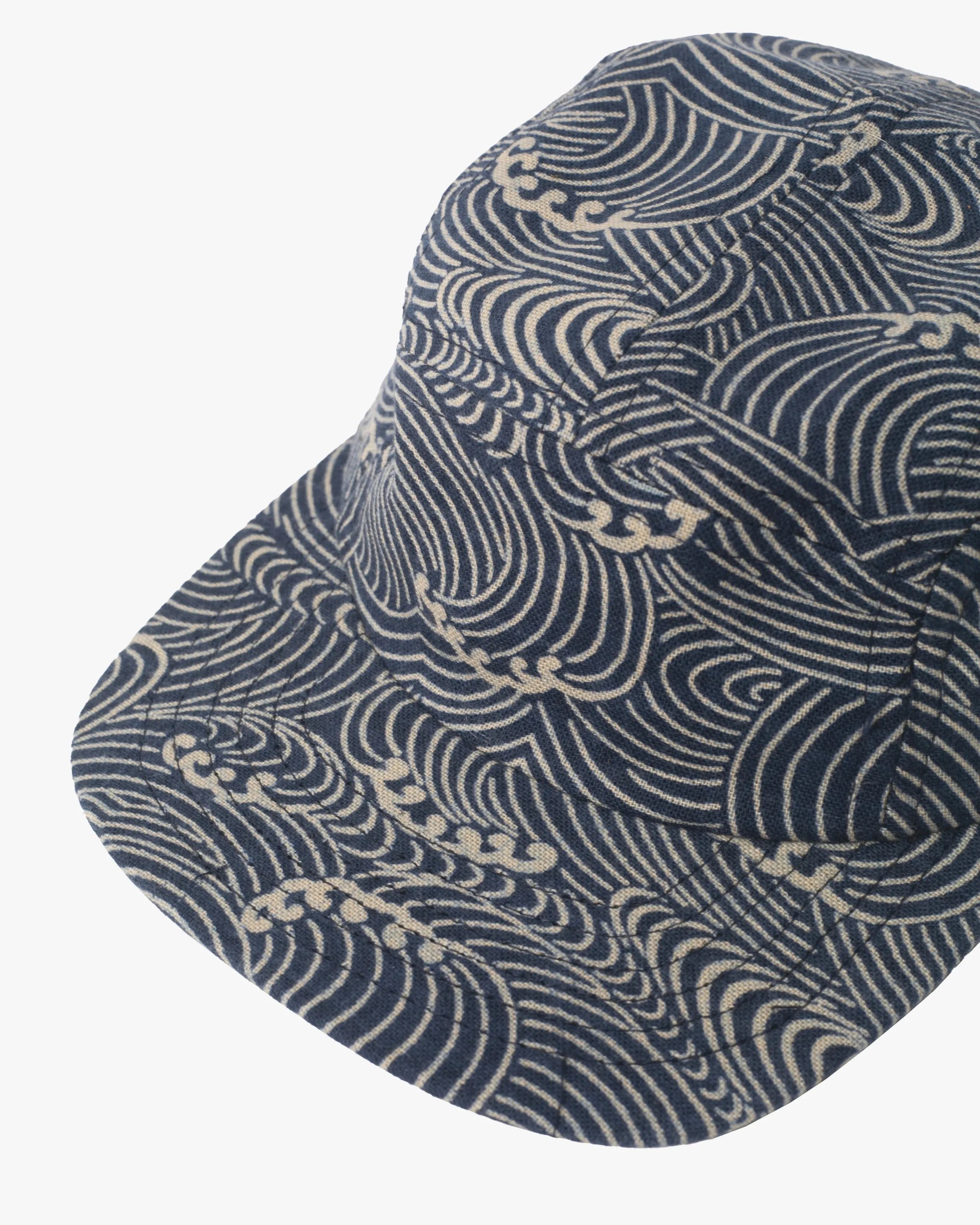 Kiriko Original Cap, 5-Panel Indigo Nami with Solid Indigo Underbill sold by Kiriko product image thumbnail 4