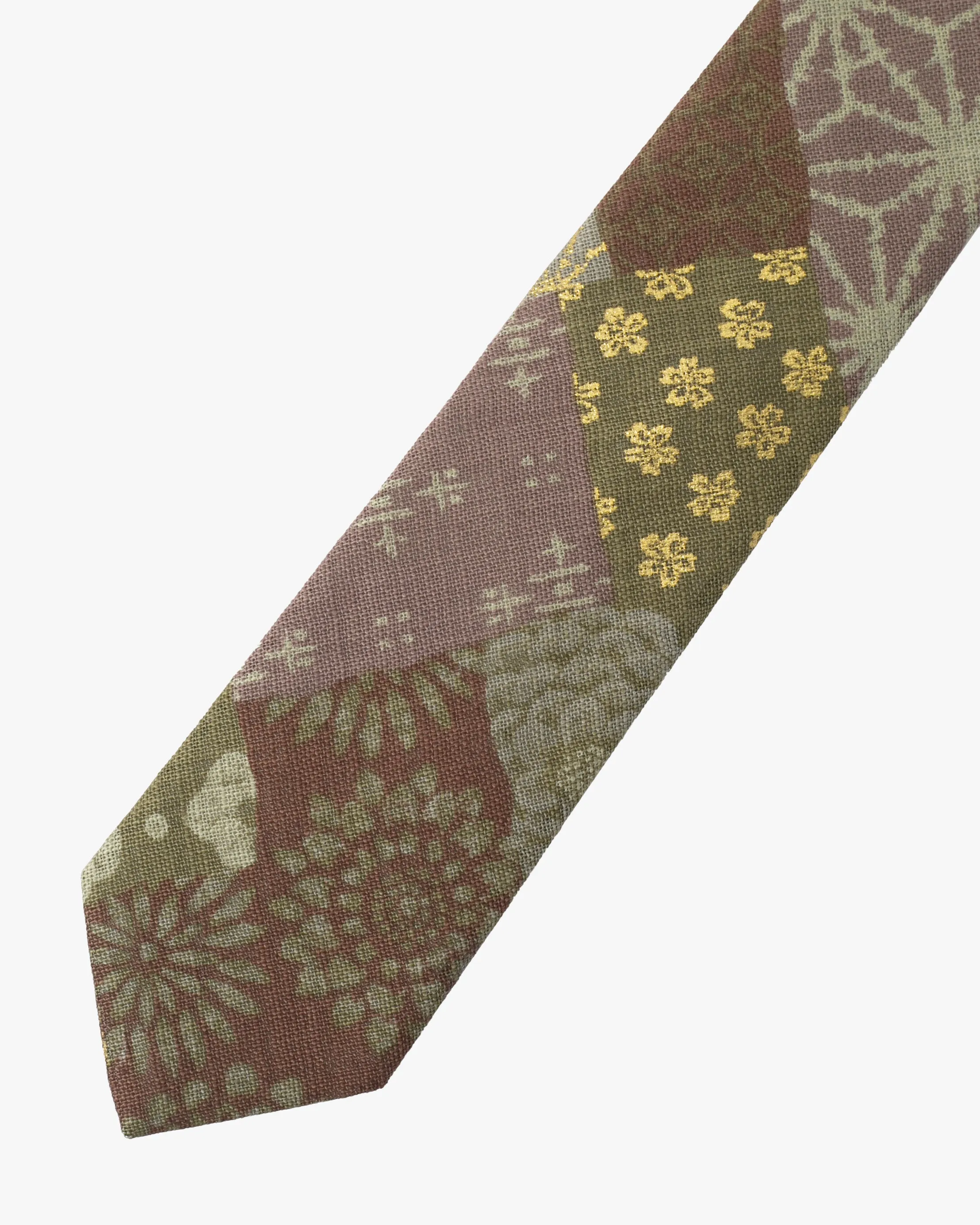 Kiriko Original Tie, Patchwork Style, Azuki and Gold sold by Kiriko product image thumbnail 2