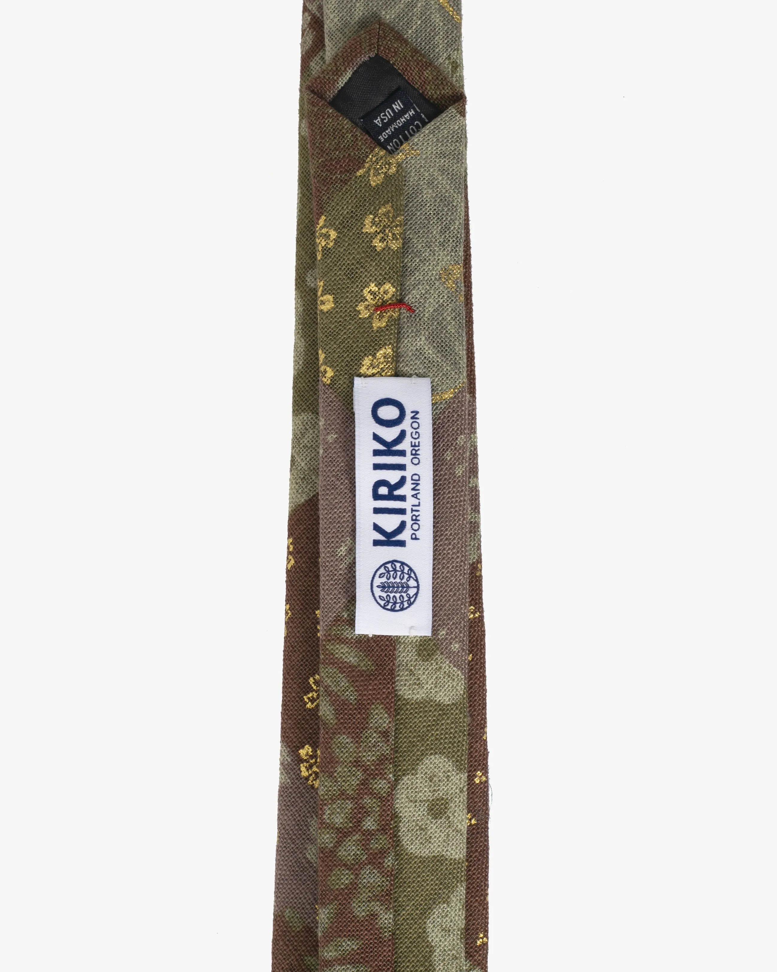 Kiriko Original Tie, Patchwork Style, Azuki and Gold sold by Kiriko product image thumbnail 4