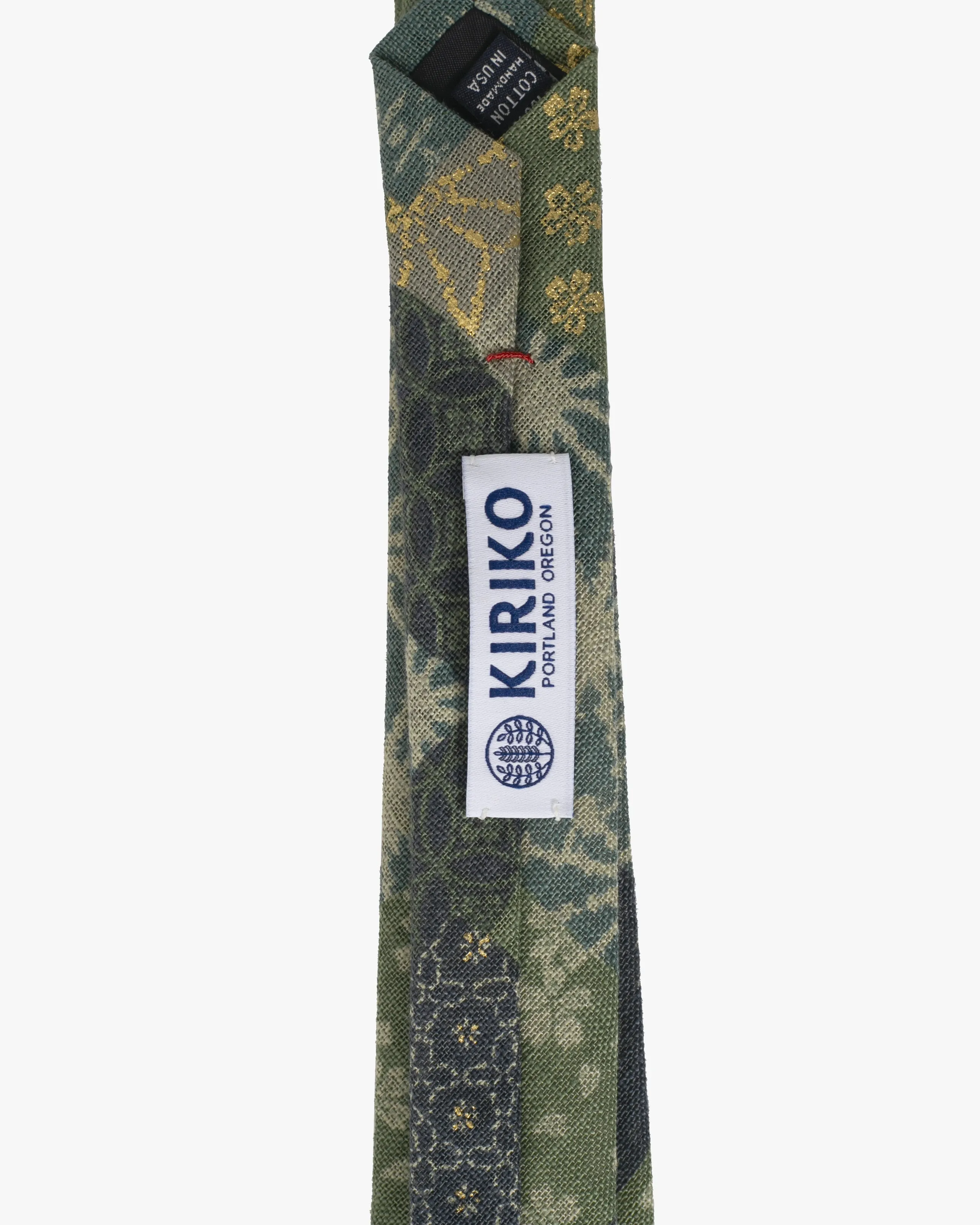 Kiriko Original Tie, Patchwork Style, Sage and Gold sold by Kiriko product image thumbnail 4