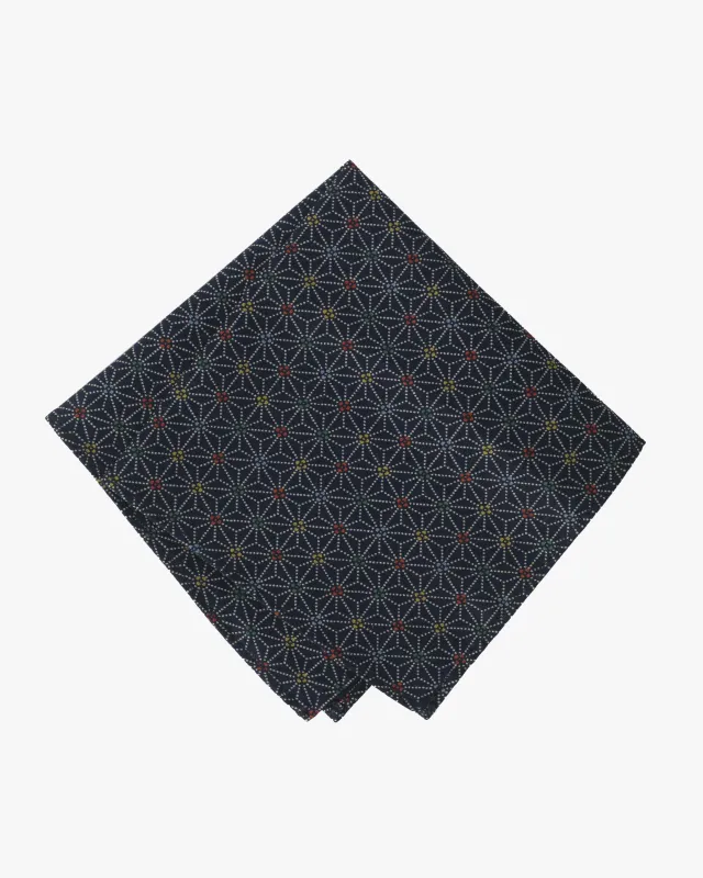 Kiriko Original Pocket Square, Navy with Dotted Asanoha sold by Kiriko