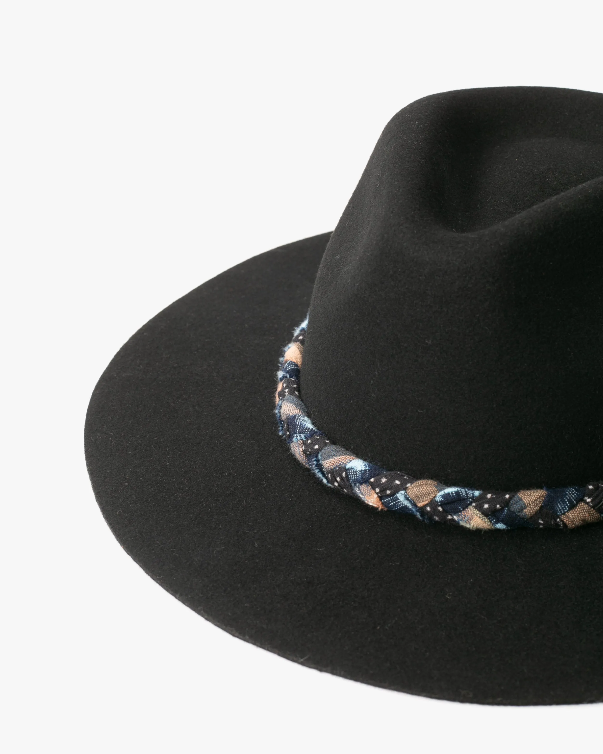 Kiriko Custom Felt Hat, Black with Indigo, Brixton, Kasuri and Plaid sold by Kiriko product image thumbnail 3